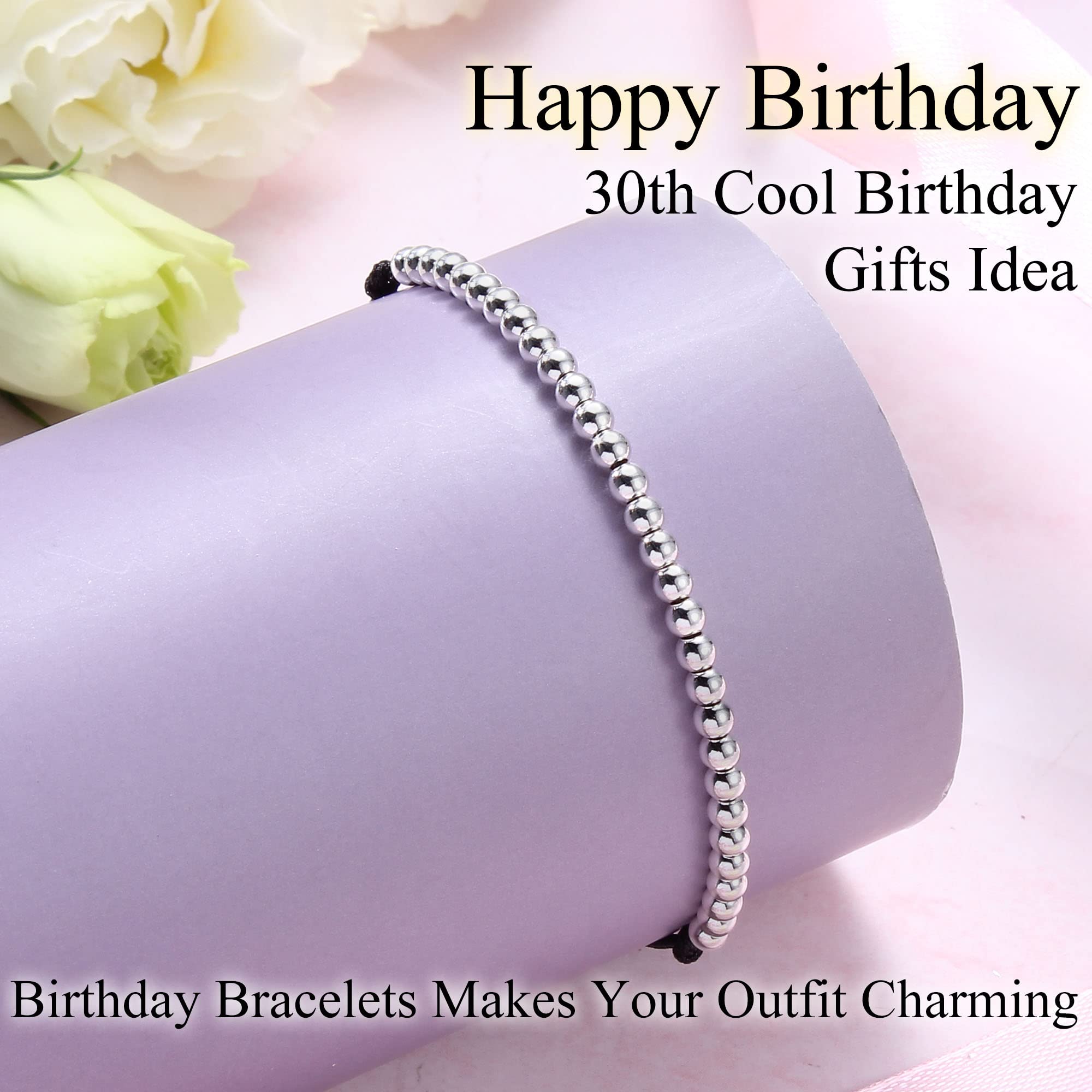 Adjustable Birthday Bracelet for Women - Silver Gold Rose Gold Beaded Jewelry Gift for Teen Girls, Daughter, Girlfriend, Wife, Sister & Best Friend - Perfect for Birthdays, Christmas & Special Occasions
