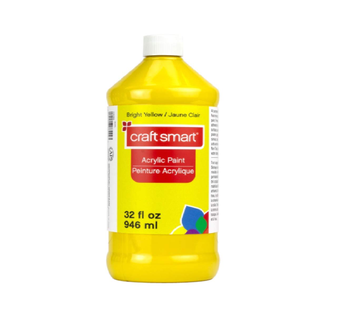 Craft Smart Acrylic Paint - 32 oz Bright Yellow for Canvas, Wood & DIY Art Projects - Premium Non-Toxic Paint for Artists & Hobbyists - Perfect for Home Decor, School Projects & Crafting
