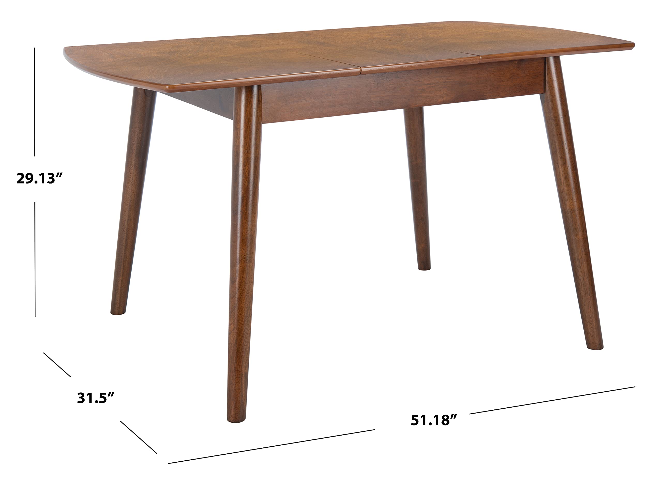 SAFAVIEH Home Collection Varda Walnut Manual Extension Dining Table - Expandable Wooden Table for Small Space Dining Rooms & Entertaining Guests