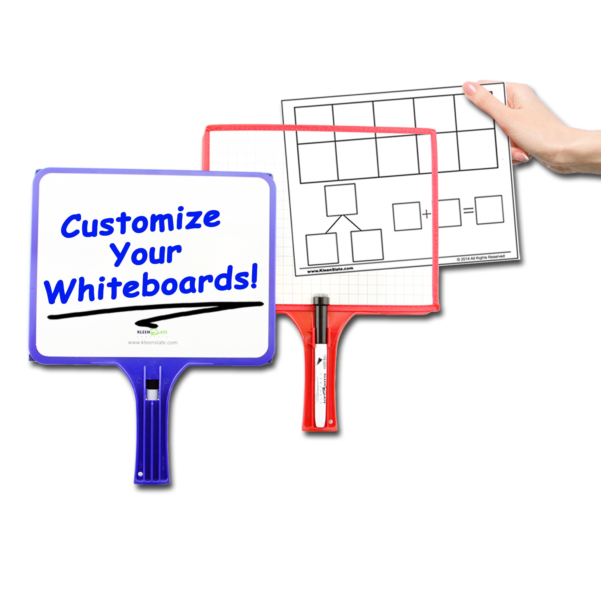 12-Pack KleenSlate Double-Sided Custom Whiteboard with Clear Dry Erase Sleeve - Interchangeable Templates & Graphic Organizers - Includes 12 Microfiber Cloths, Bookbinder Rings & Markers - Perfect for Classrooms, Offices & Home Learning