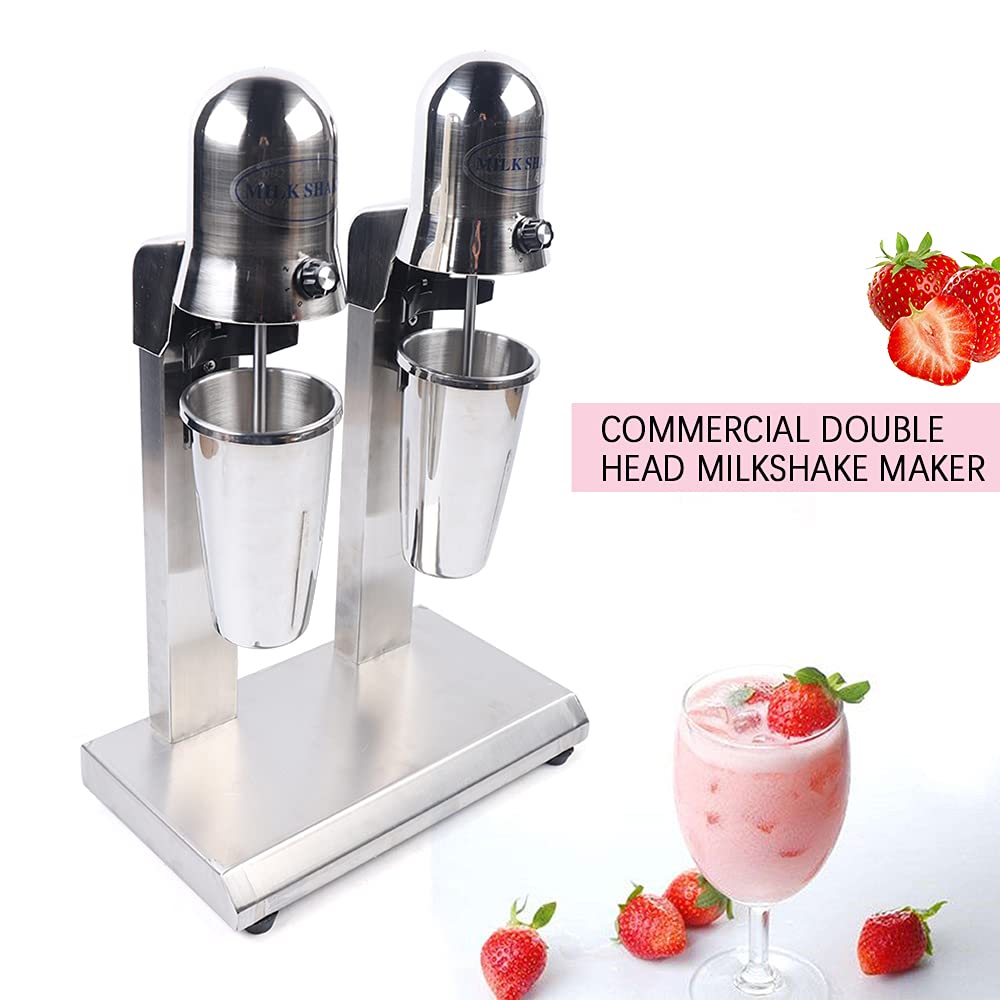 Commercial & Home Use 560W Double Head Electric Milkshake Mixer - Stainless Steel Adjustable Speed Drink Shaker for Smoothies, Shakes & Beverages - Perfect for Restaurants, Cafes, Bars & Home Kitchens