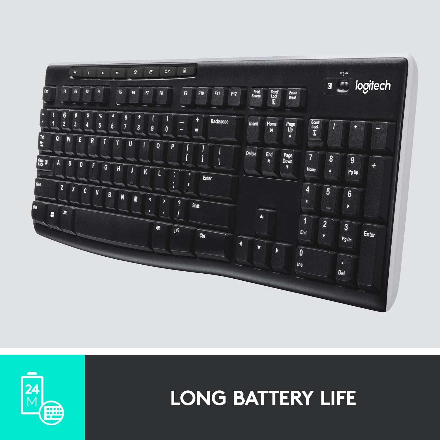 Logitech K270 Wireless Keyboard with Long-Range Connectivity - Ergonomic Design for Home & Office (Renewed) | Perfect for Typing, Gaming & Remote Work