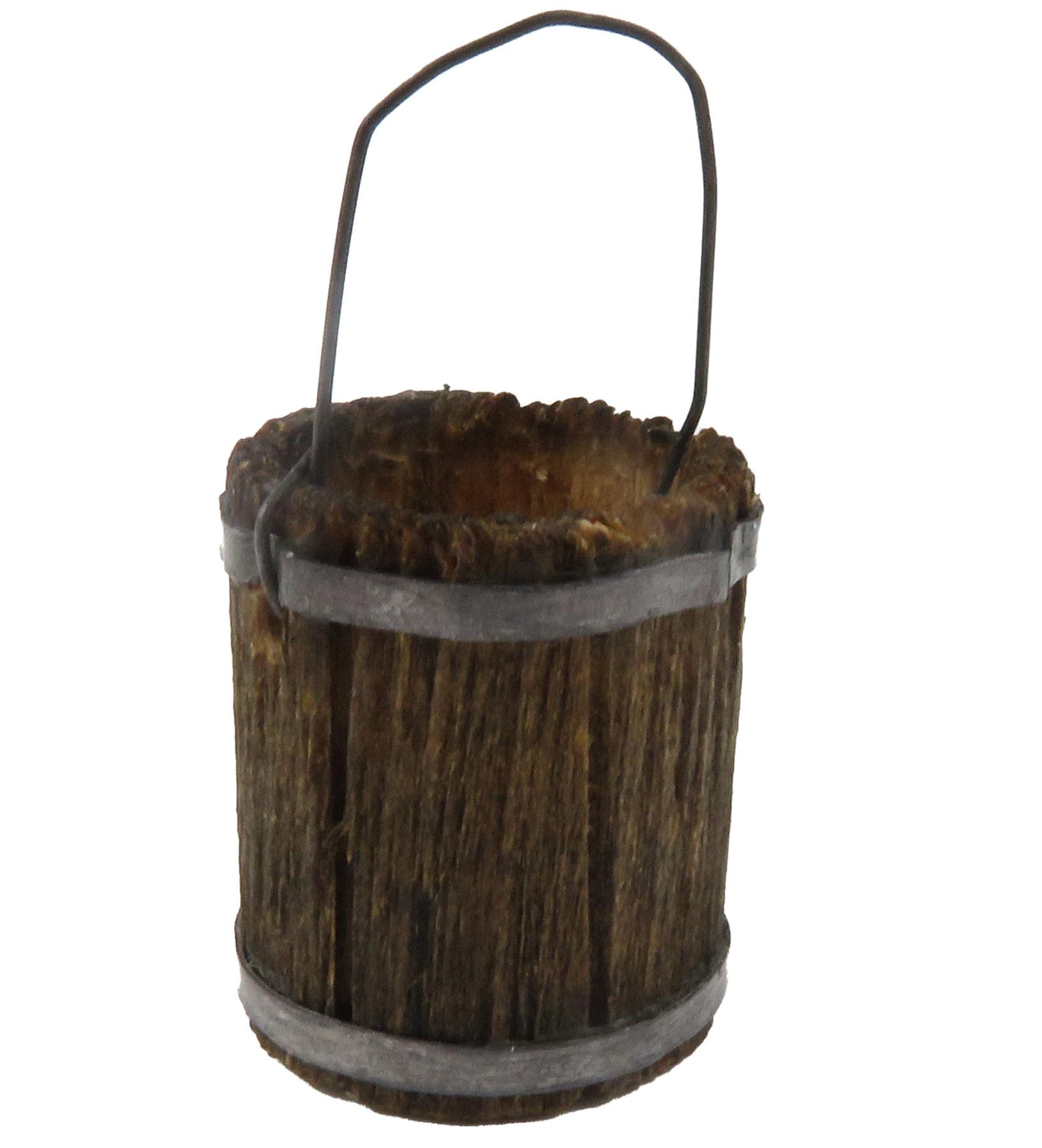 Melody Jane Dollhouse Accessories - Rustic Wooden Barrel Bucket Pail for Dolls Houses, Farm, Ranch & Garden Playsets - Perfect for Stable Decor & Pretend Play Scenes
