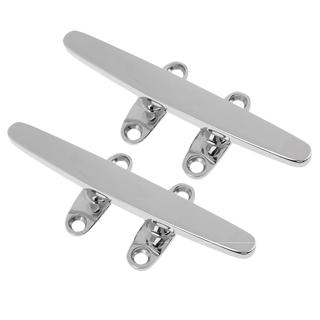 MAXIAOAO 2X Marine Grade Stainless Steel Boat Cleat - 8 Inch Open Base Bollard for Deck Mooring, Docking & Waterfront Use | Corrosion-Resistant Hardware for Boats, Docks & Marinas
