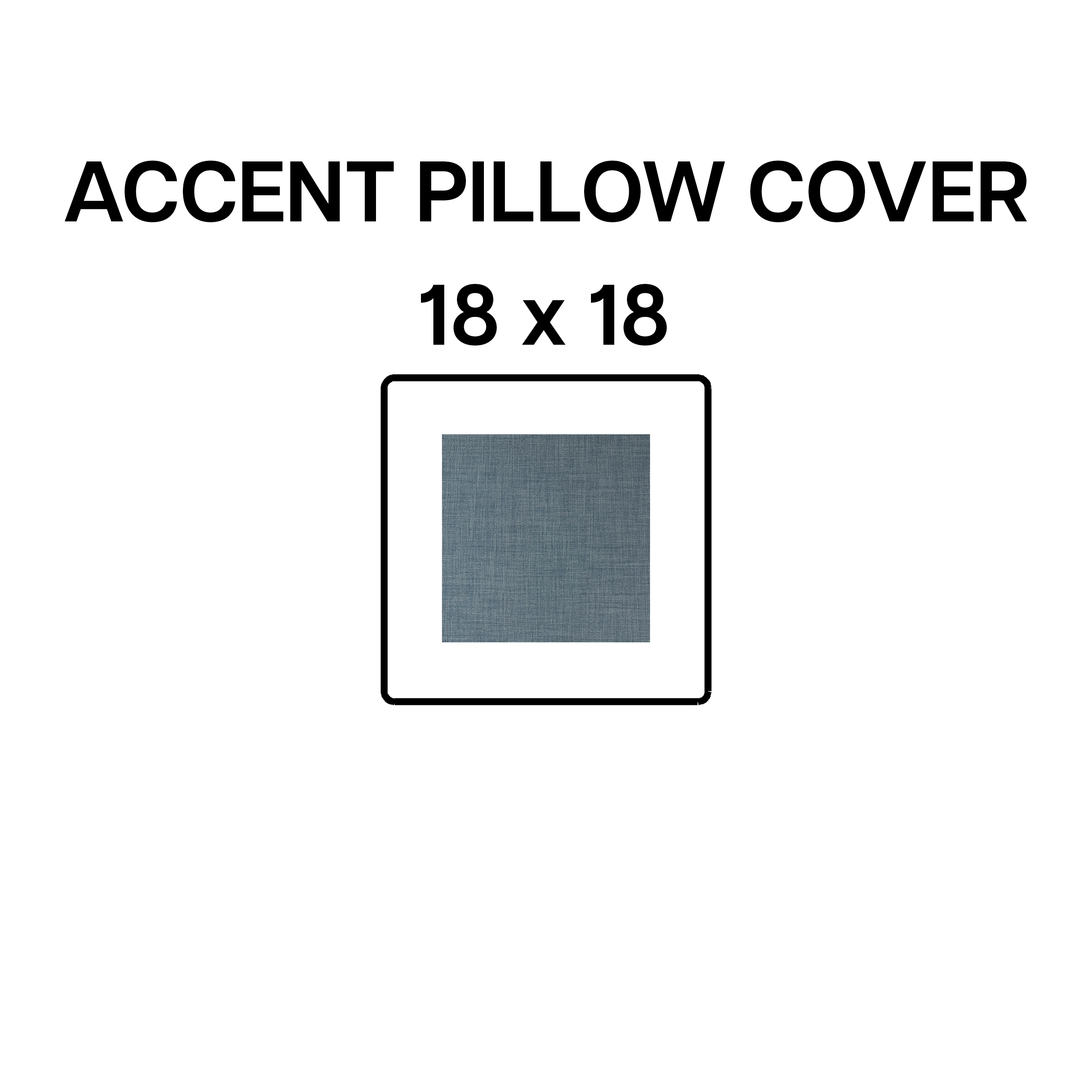 18x18 Stone Blue Accent Pillow Cover - Decorative Throw Pillow Case for Sofa, Bed & Couch - Soft Cotton Linen Blend Home Decor (BP 641 37)