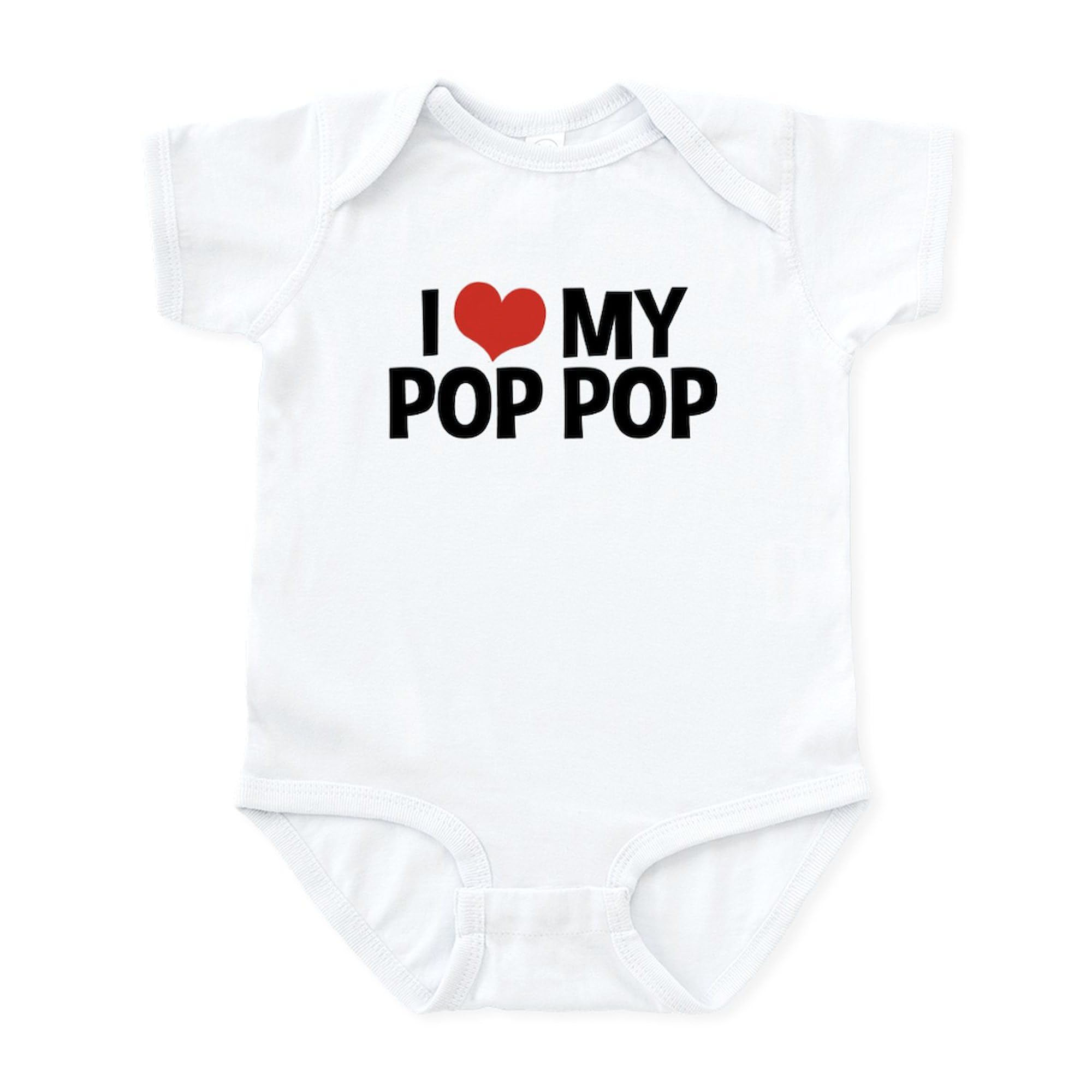 CafePress I Love My Pop Pop Infant Bodysuit - Cute Baby Romper for Newborns & Toddlers - Perfect for Family Photos, Grandparents Day & Special Occasions