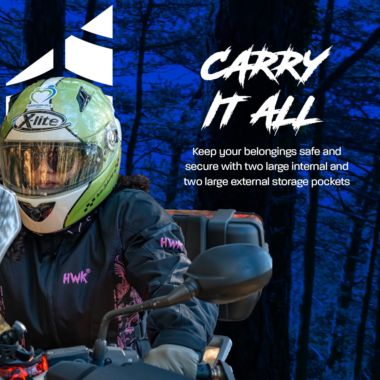 HWK Women's Motorcycle Jacket with CE Armor - Adventure & Touring Riding Gear for Enduro Motorbike