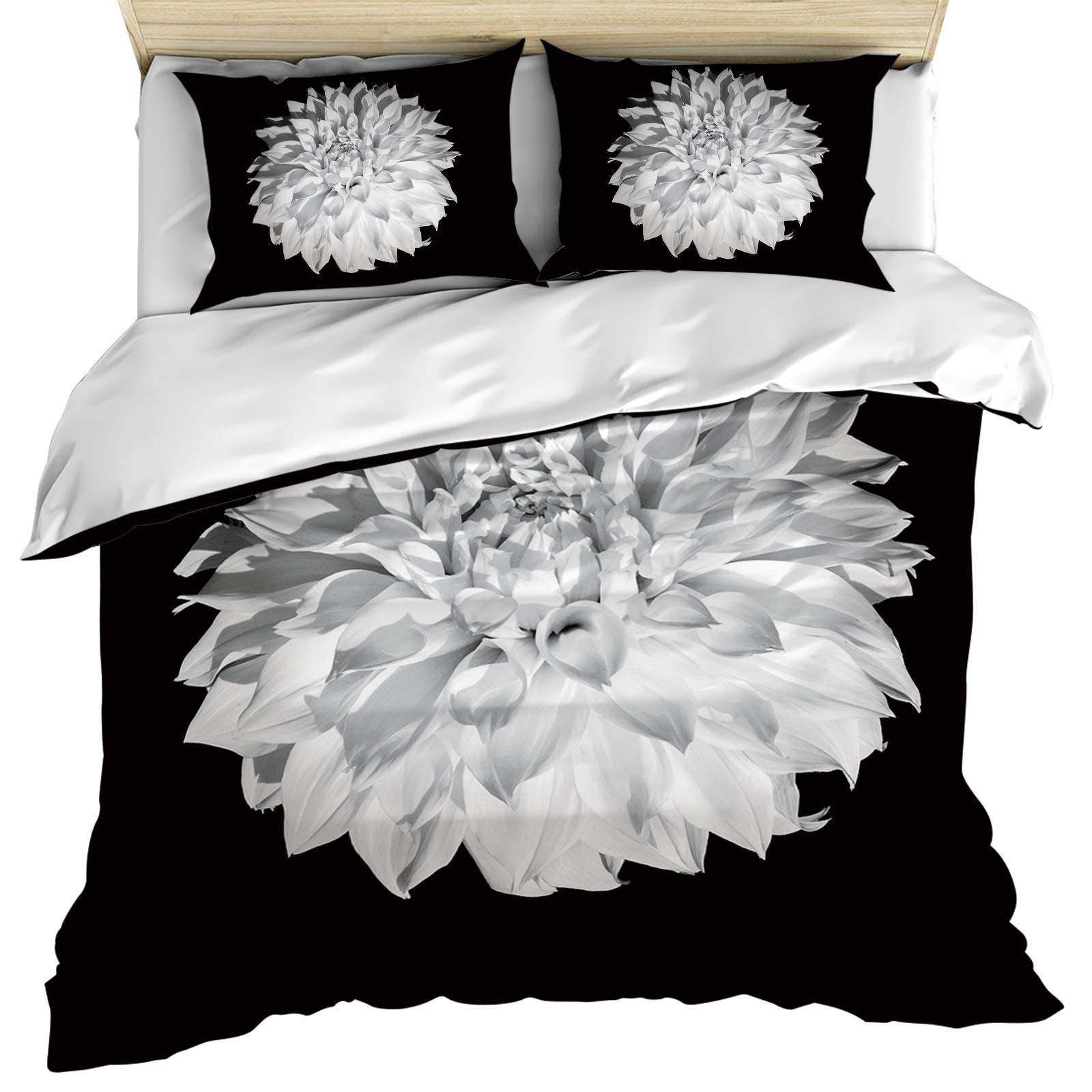 Luxury King Size Duvet Cover Set - Elegant Vintage Dahlia Floral Print, 3 Piece Bedding with Pillow Shams | Soft 100% Cotton Farmhouse Style for Bedroom | Washable & Durable | Perfect for Master Bedroom, Guest Room & Cozy Farmhouse Decor