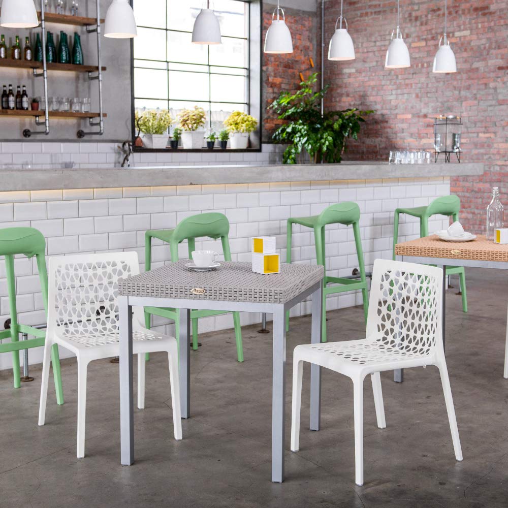 Lagoon Milan White Stackable Outdoor Dining Chairs - Set of 2, Weather-Resistant Patio Furniture for Garden, Poolside & Backyard Entertaining