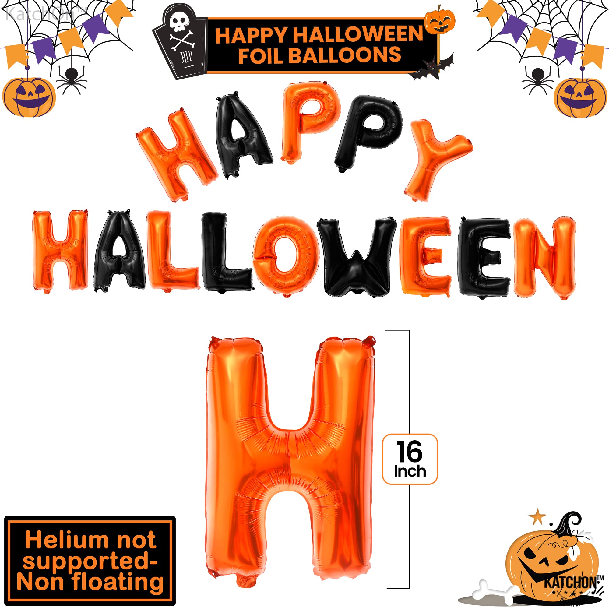 KatchOn Happy Halloween Balloons Decorations - Pack of 20 | Jack O Lantern & Spooky Pumpkin Balloons for Halloween Party Decor | Perfect for Home, Yard, and Classroom Halloween Celebrations