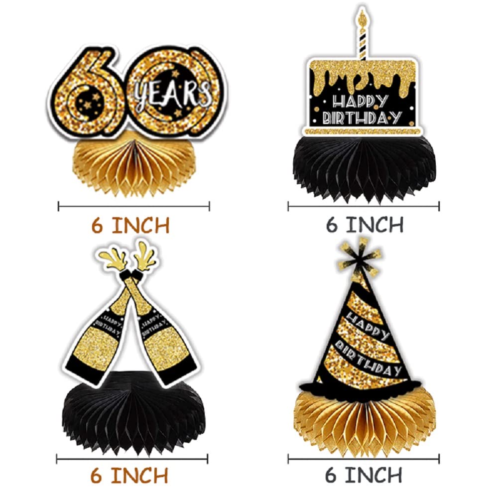 60th Birthday Decorations Set - 8pcs Honeycomb Centerpieces for Table Decor, Photo Booth Props & Party Supplies (Men & Women) - Perfect for Milestone Celebrations, Anniversaries & Retirement Parties