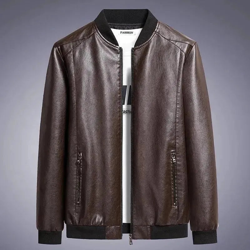 Classic Slim Fit Men's Leather Jacket - Genuine Cowhide Biker Jacket for Men - Stylish Motorcycle Jacket for Casual & Night Out