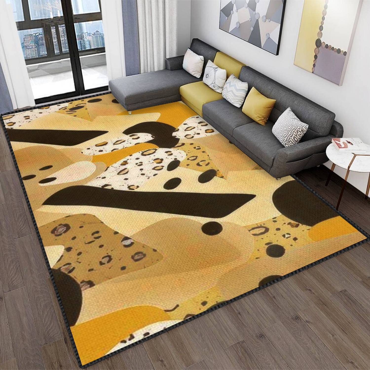 Modern Abstract Geometric Area Rugs - Non-Slip Soft Floor Carpet for Living Room, Bedroom, Office & Kids Room | Leopard & Cheetah Print Indoor/Outdoor Home Decor | Perfect for Cozy Spaces, Play Areas & Workspaces