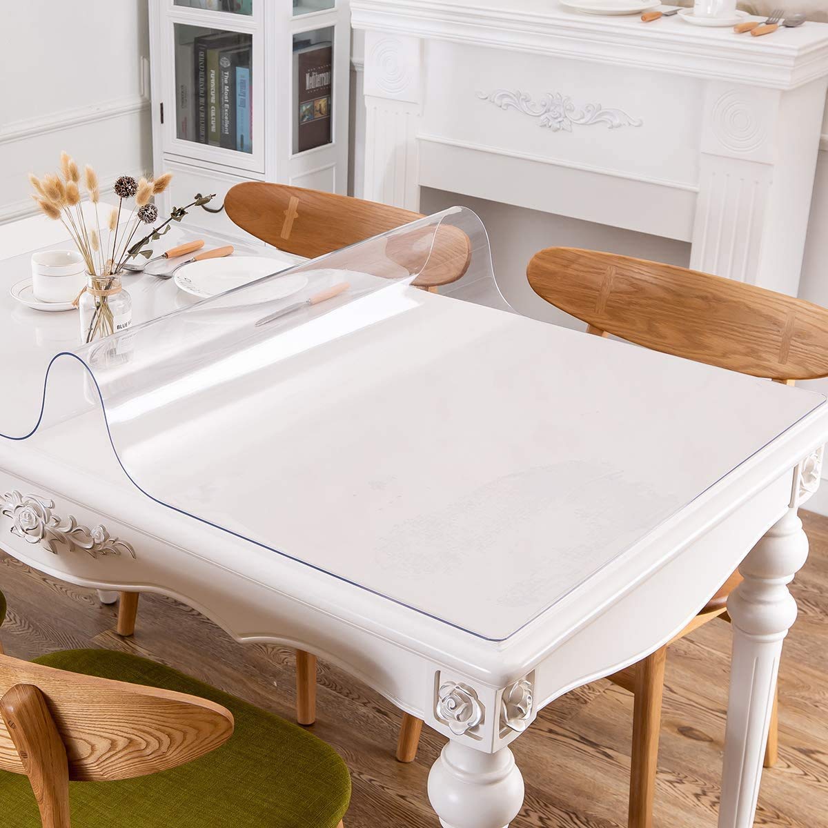 Clear Plastic Table Cover Protector 1.5mm Thick 36x72In - Waterproof Dining Table Cover for Kitchen, Restaurant, Office & Outdoor Use - Durable Tablecloth Mat for Easy Cleaning & Surface Protection