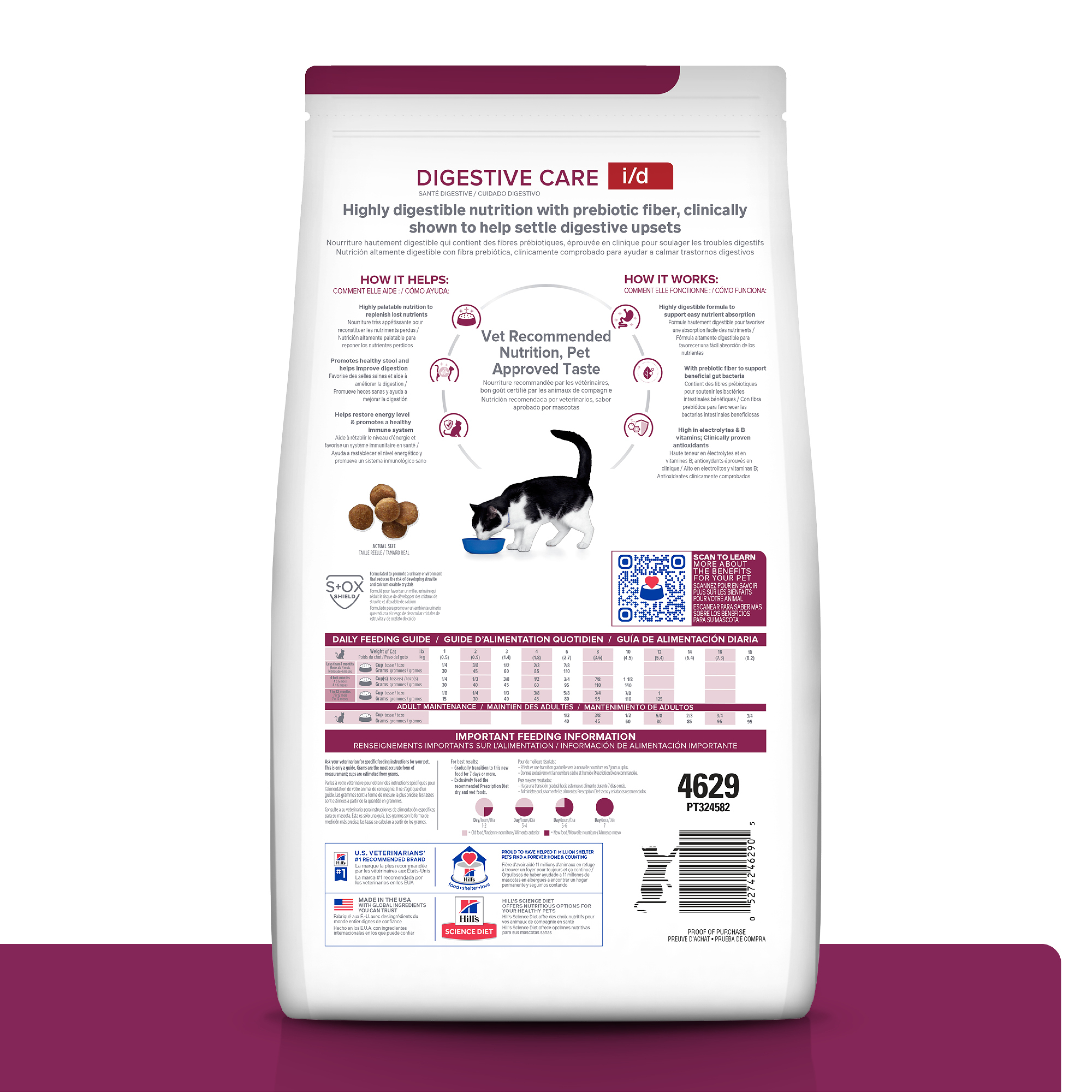 Hill's Science Diet Feline I/D Digestive Care Dry Cat Food - Supports Sensitive Stomach & Digestive Health - Perfect for Cats with Upset Stomach or Dietary Sensitivities