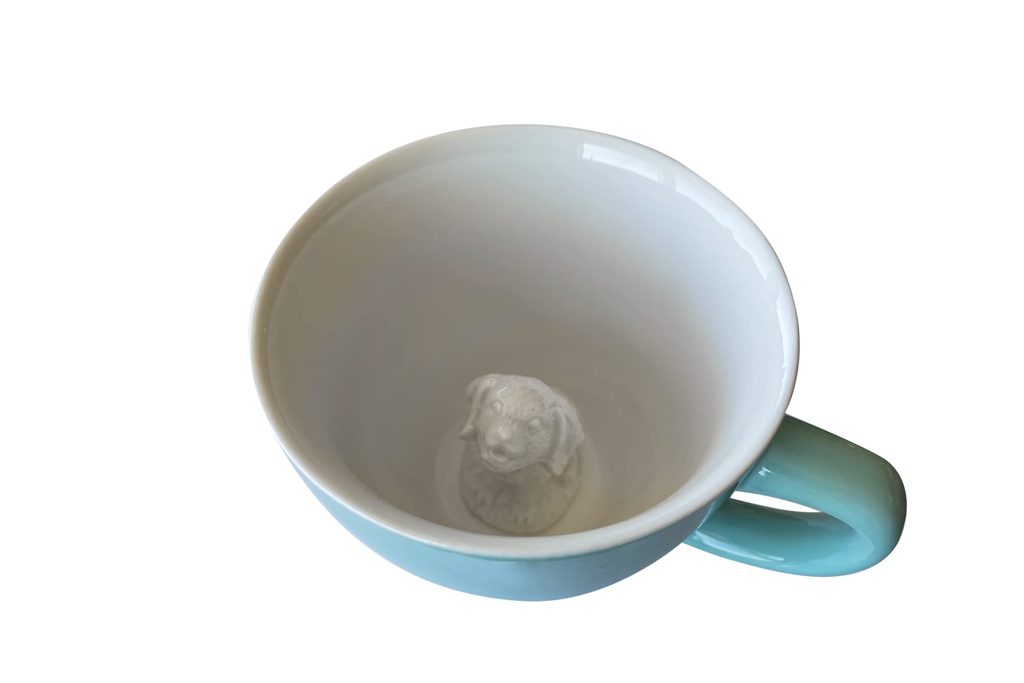 3D Hidden Dog Creature Ceramic Mug - 11oz Aqua Green Coffee & Tea Cup with Puppy Inside - Unique Gift for Dog Lovers, Birthday, Holiday & Housewarming - Perfect for Home, Office & Coffee Shop Use