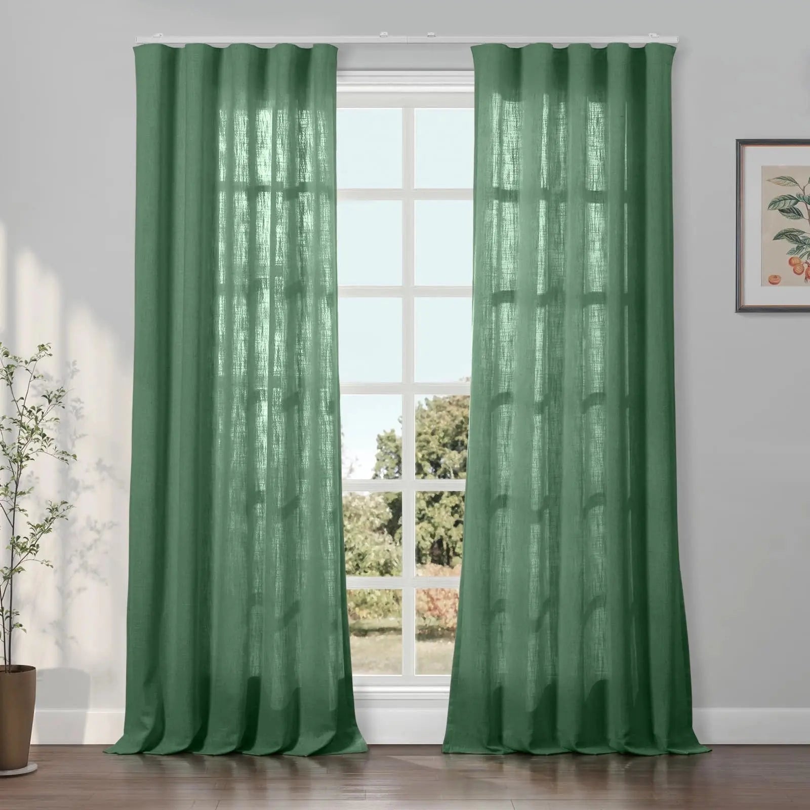 Liz Linen Ripple Fold Drapery Curtains - Elegant Window Treatments for Living Room & Bedroom Decor