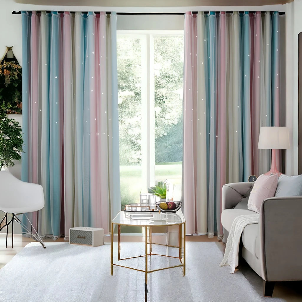 Yareli Two-Tone Ombre Blackout Curtains - Custom Room Darkening Window Drapes for Bedroom & Living Room