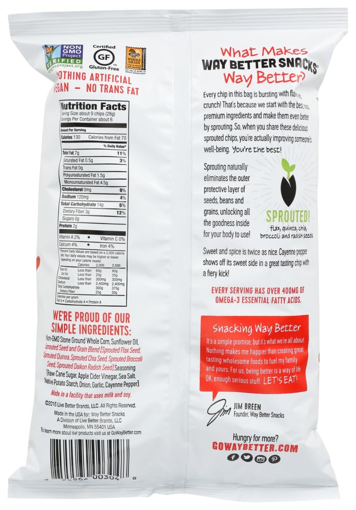 Way Better Snacks Sweet Chili Gluten Free Corn Tortilla Chips - 5.5oz (12 Pack) | Healthy Snack for Parties, Movie Nights & Keto Diet