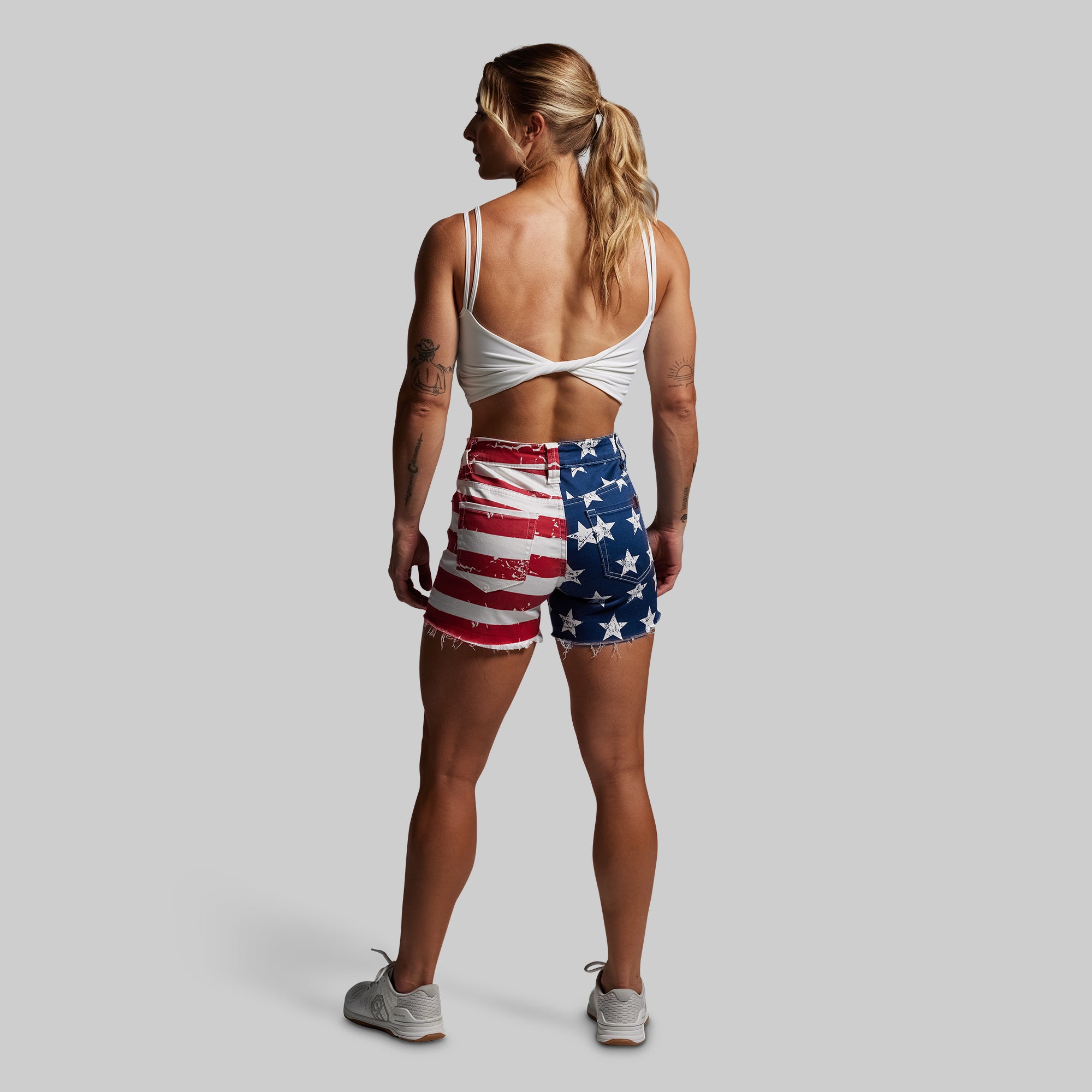 FLEX Stretchy Jean Shorts - American Flag Denim Shorts for Women | Comfortable & Stylish Casual Wear for Summer, Beach, BBQ & Outdoor Activities