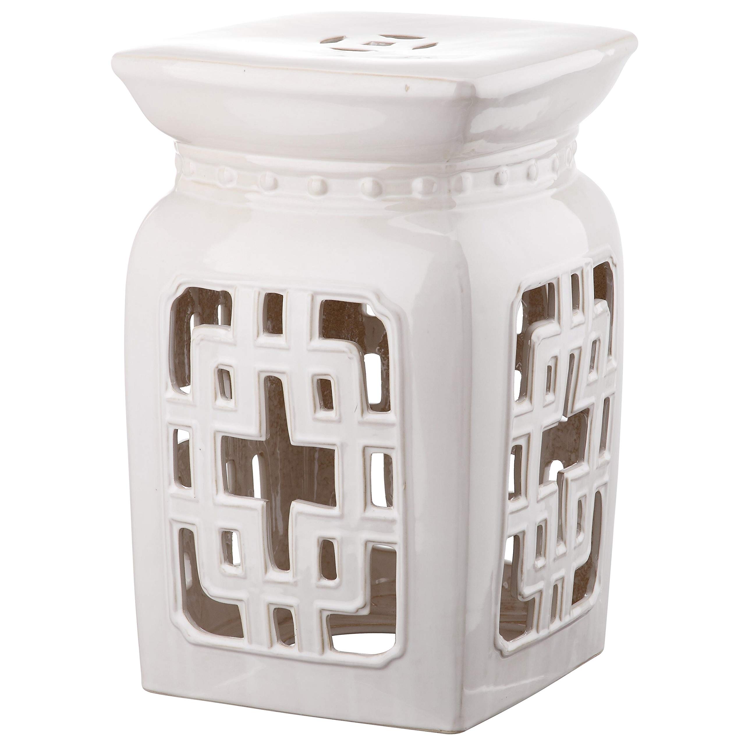 Cream Garden Stool - Transitional Ceramic Outdoor Seat for Patio, Balcony & Garden Decor - Perfect for Relaxing, Entertaining & Adding Elegance to Your Outdoor Space