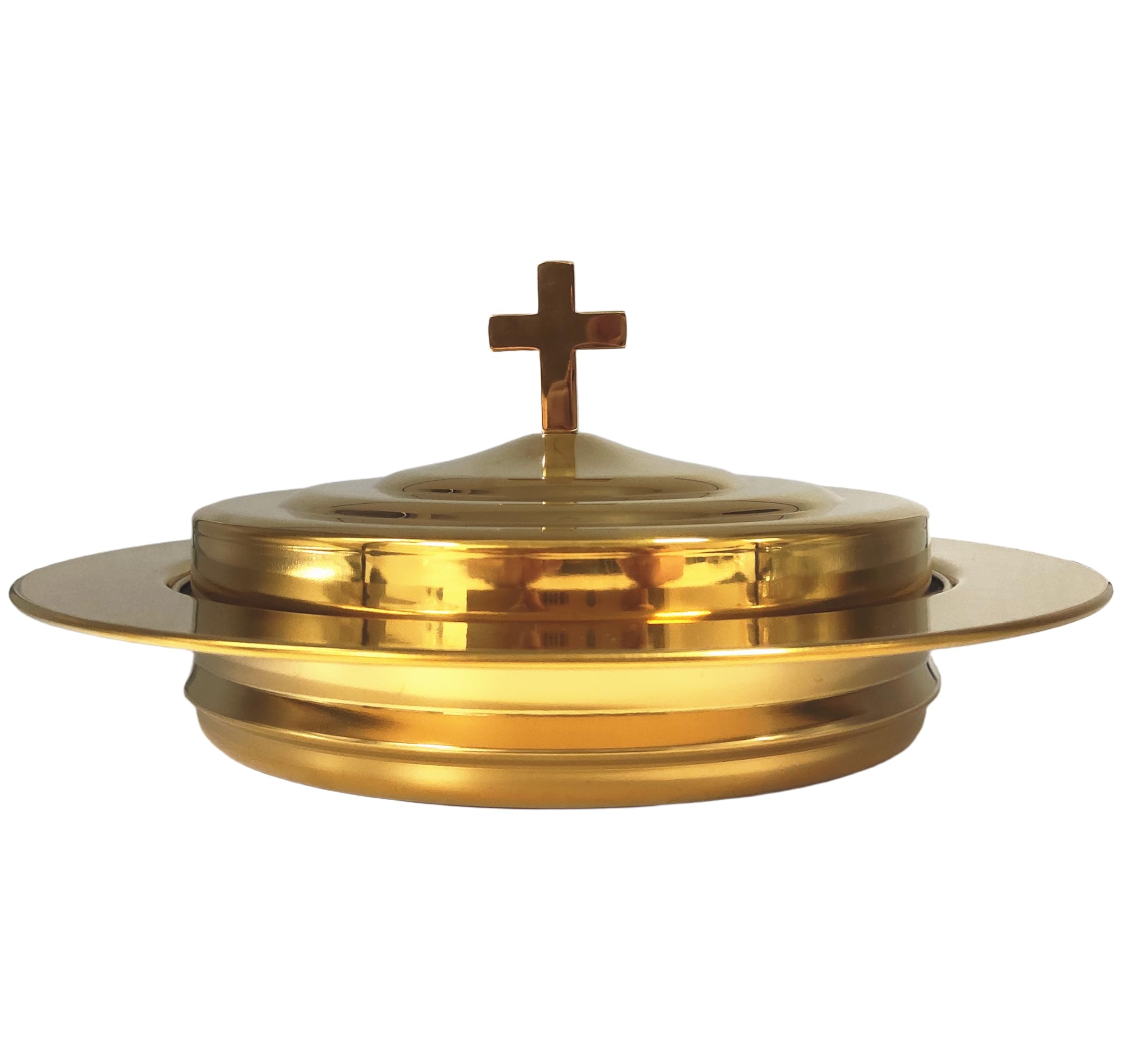 Stainless Steel Communion Bread Plates with Lid - Polished Gold Communion Tray with Cover - Church Supplies for Holy Communion - Perfect for Church Services, Weddings & Religious Ceremonies