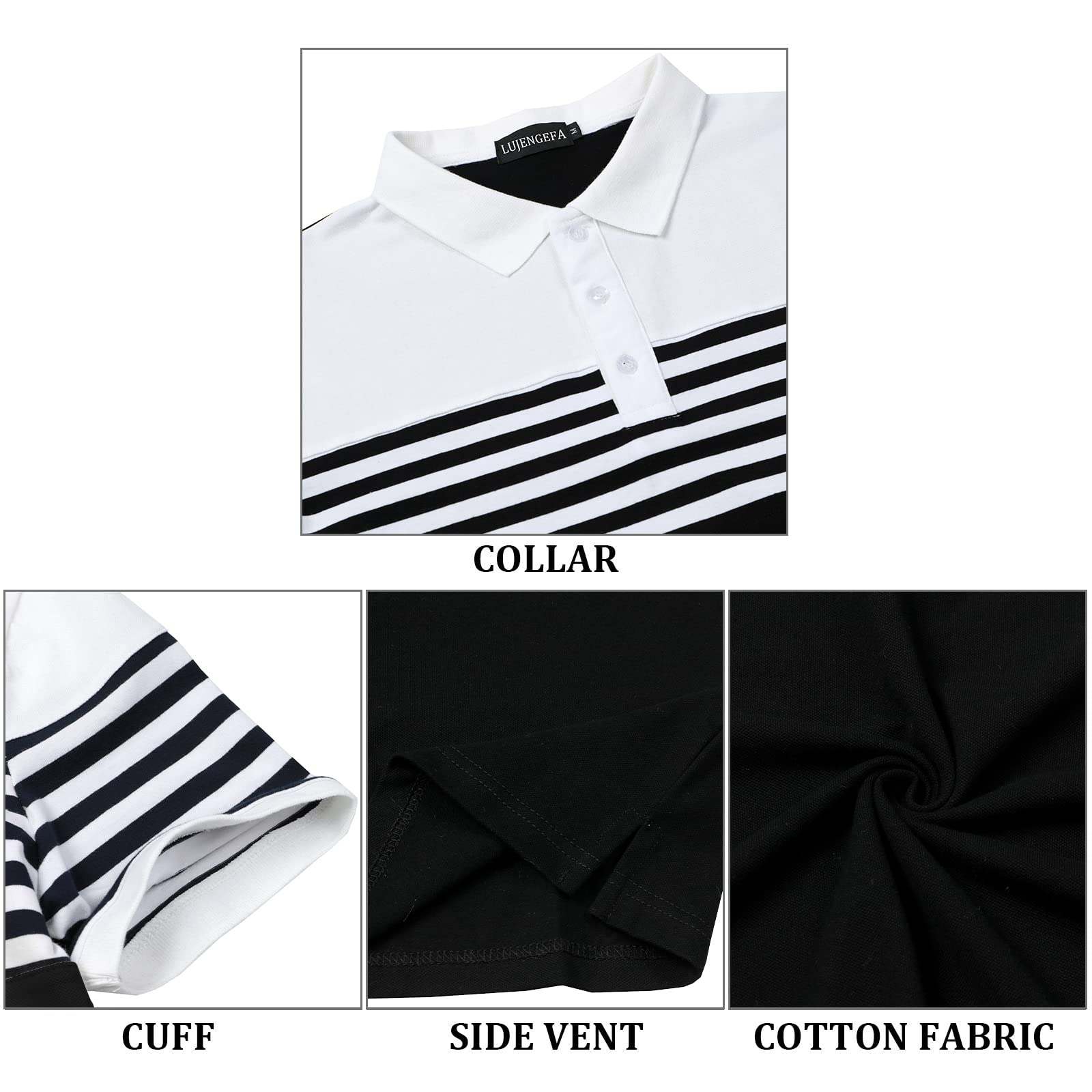 Men's Slim Fit Striped Polo Shirts - Long & Short Sleeve Casual Golf Shirts | Breathable Cotton Summer T-Shirts | Perfect for Golf, Office & Outdoor Activities