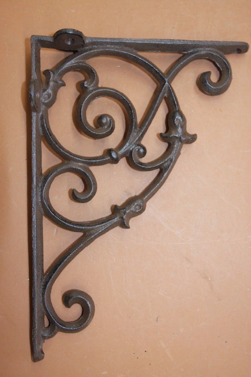 Premium 10.5 Inch Cast Iron Shelf Brackets - Heavy Duty Kitchen Countertop Supports (Set of 2) - Perfect for Floating Shelves, Pantry Organization & Farmhouse Decor