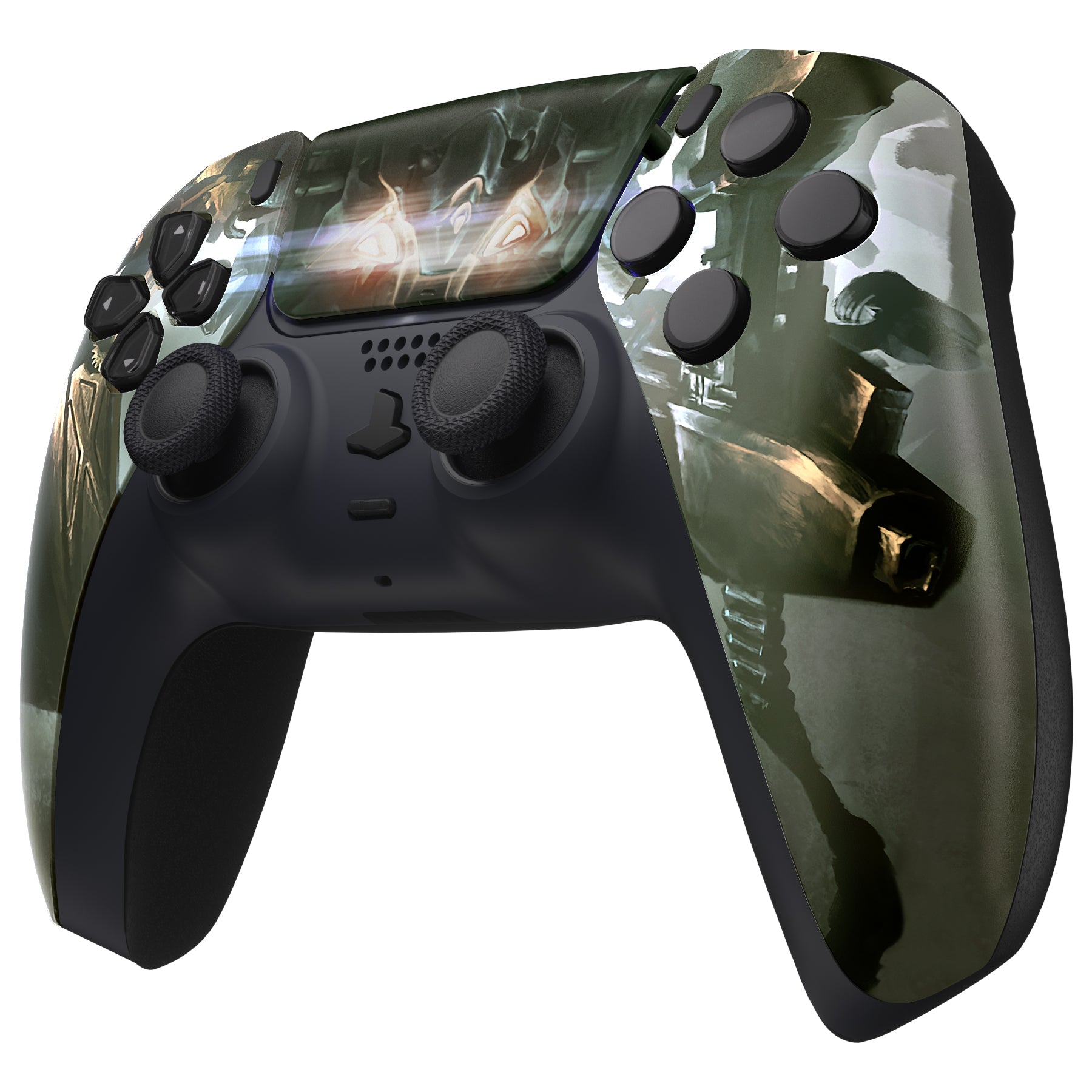 ExtremeRate Armored Mercenary Front Housing Shell for PS5 Controller (BDM-010/020/030/040/050) - DIY Replacement Shell & Custom Touch Pad Cover (Model ZPFR011G3) - Perfect for Gaming Enthusiasts & Custom Modifications