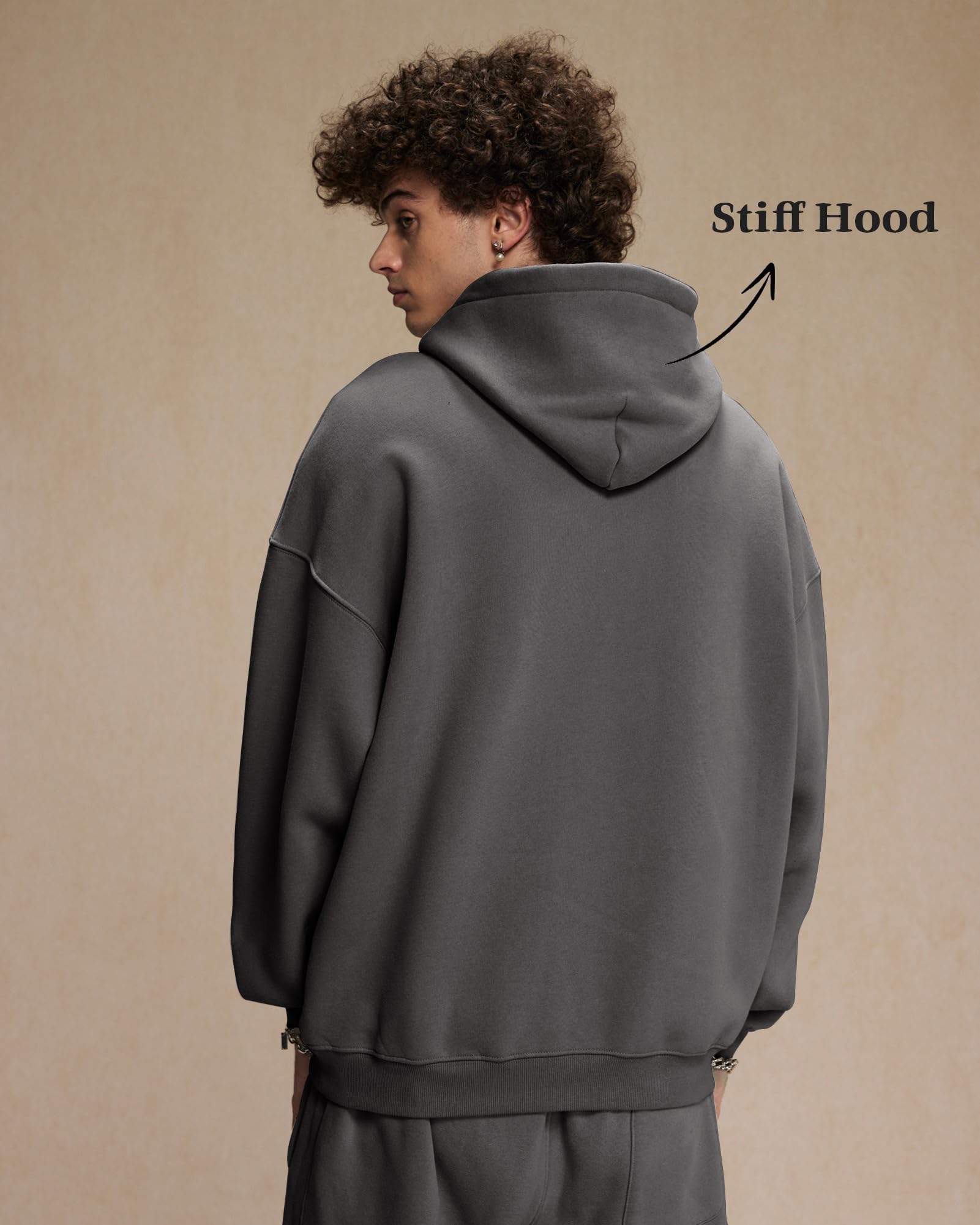 Men's Heavyweight Fleece Hoodie - Oversized Pullover Sweatshirt with Pocket | Casual Sportswear for Gym, Running & Streetwear
