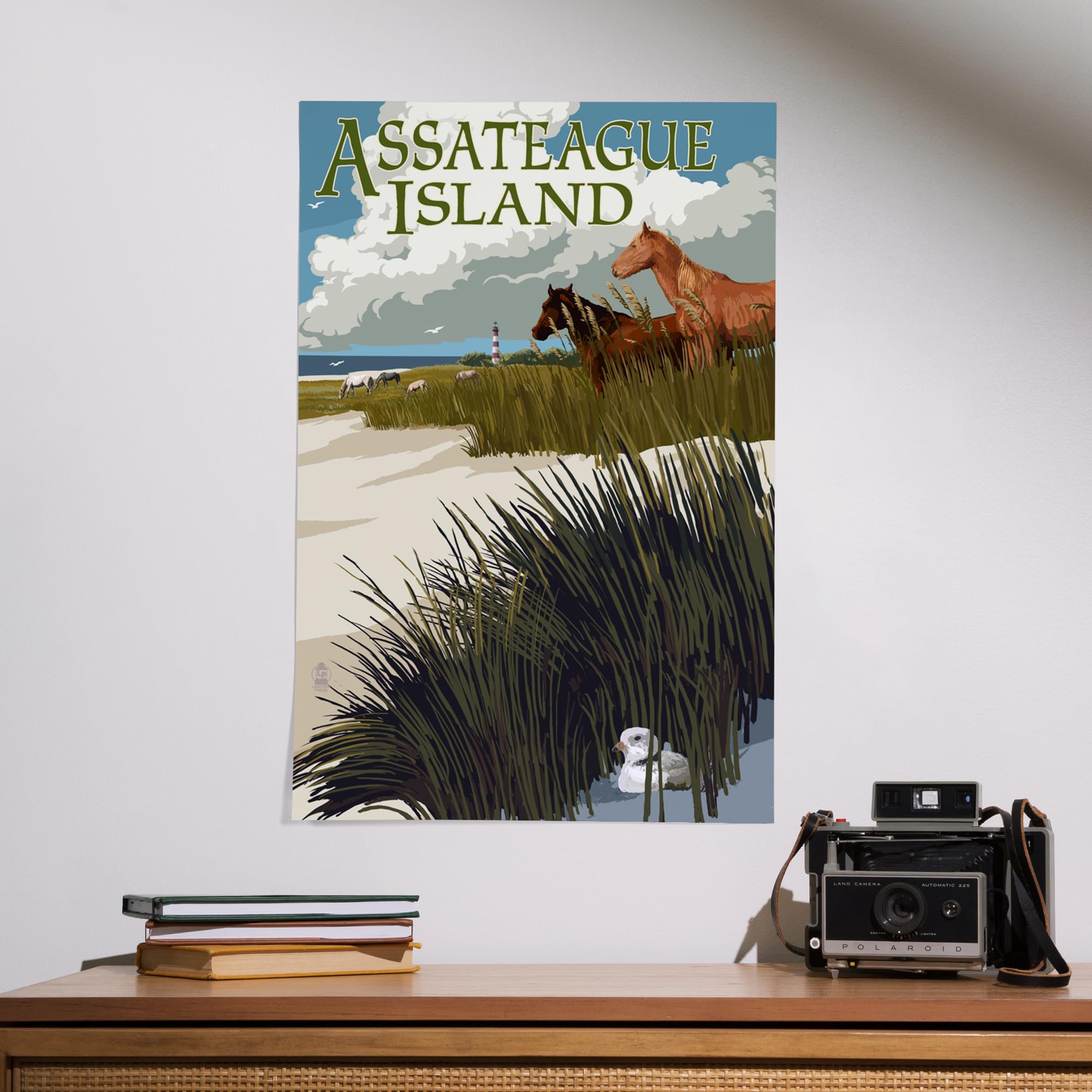 Lantern Press 16x24 Inch Giclee Art Print - Assateague Island Virginia Wild Horses & Sand Dunes Wall Decor | Perfect for Living Room, Bedroom or Office