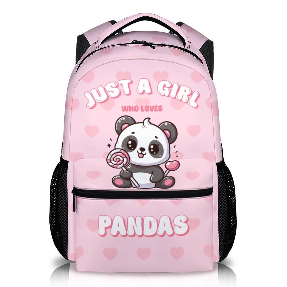 Cute Panda Backpack for Girls - 17 Inch Lightweight School Bookbag for Kids & Teens - Perfect for School, Travel, and Daily Use