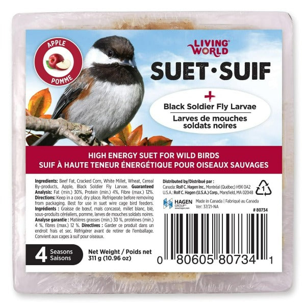 Living World Wild Bird Suet - Apple Flavor Bird Food for Wild Birds - Attract Cardinals, Woodpeckers & Bluebirds - Perfect for Backyard Bird Feeders & Nature Lovers