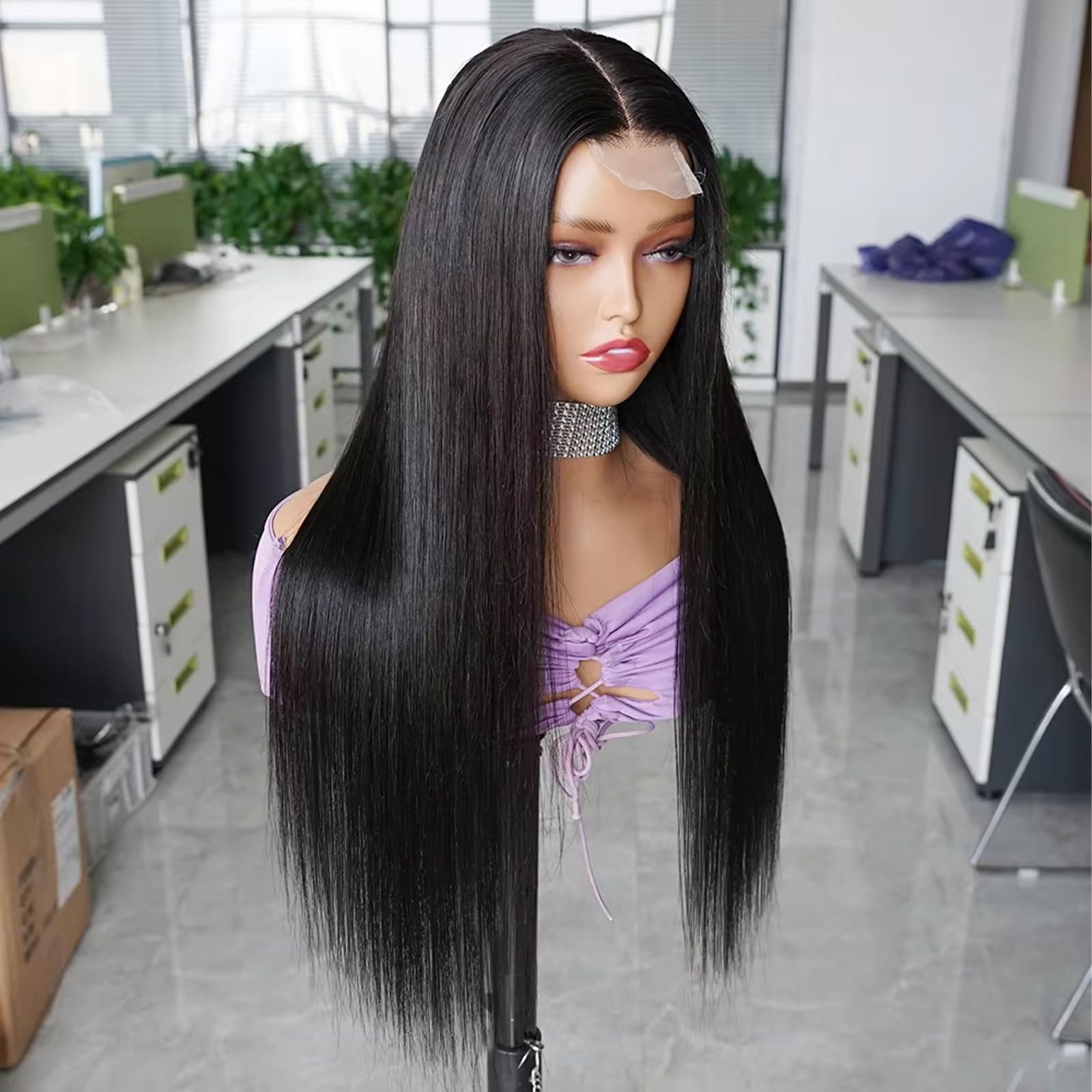 2 by 6 Kim K Glueless Wigs Human Hair Pre Plucked Easy Cut 26 Inch Middle Part Preference Closure Wig 180% Density Wear and Go Human Hair Wigs for Black Women - Perfect for Daily Wear, Parties, and Special Occasions