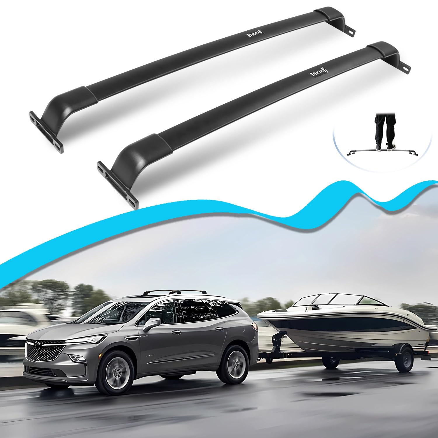 Heavy Duty 220 LBS Roof Rack Cross Bars - Universal Fit for Buick Enclave 2018-2024 Models | Black Aluminum Alloy Kayak/Ski/Snowboard/Bike Carrier | Perfect for Outdoor Adventures, Camping & Road Trips