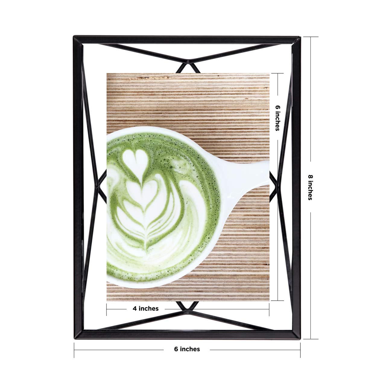 Umbra Prisma 4x6 Inch Black Metal Picture Frame - Wall Mount or Tabletop Photo Display for Home & Office Decor - Perfect for Family Photos, Wedding Pictures & Artwork