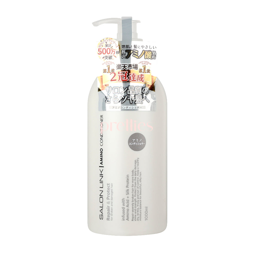 Kumano Yushi Salon Link Amino+ Conditioner 1000ml - Deep Moisturizing Hair Treatment for Damaged & Dry Hair - Professional Salon Quality (White) - Perfect for Daily Hair Care & Repair