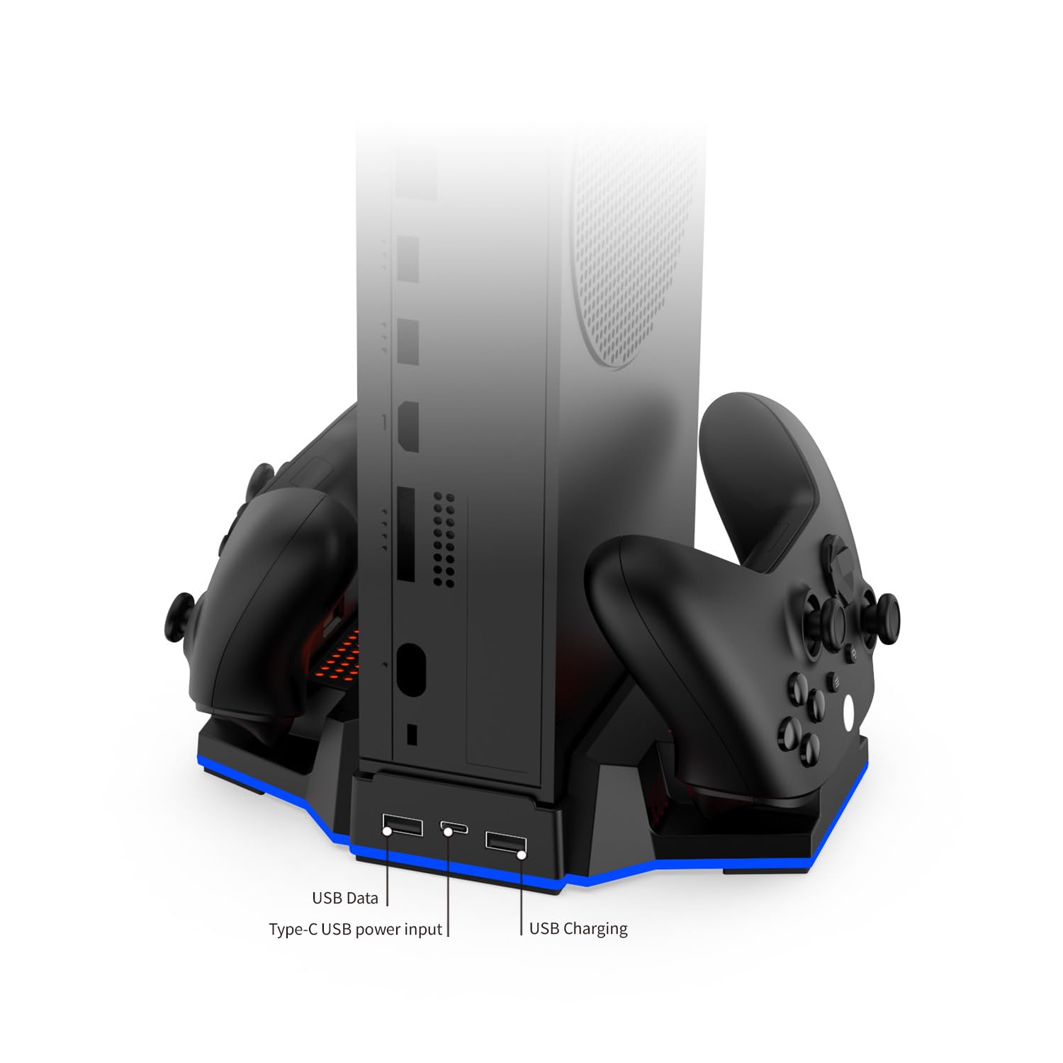 Xbox Series S Cooling Stand & Charging Station with RGB Lights - Dual Controller Charger, Cooling Fan Accessory & 2 Rechargeable Battery Packs (Black) - Perfect for Gaming Sessions & Console Protection