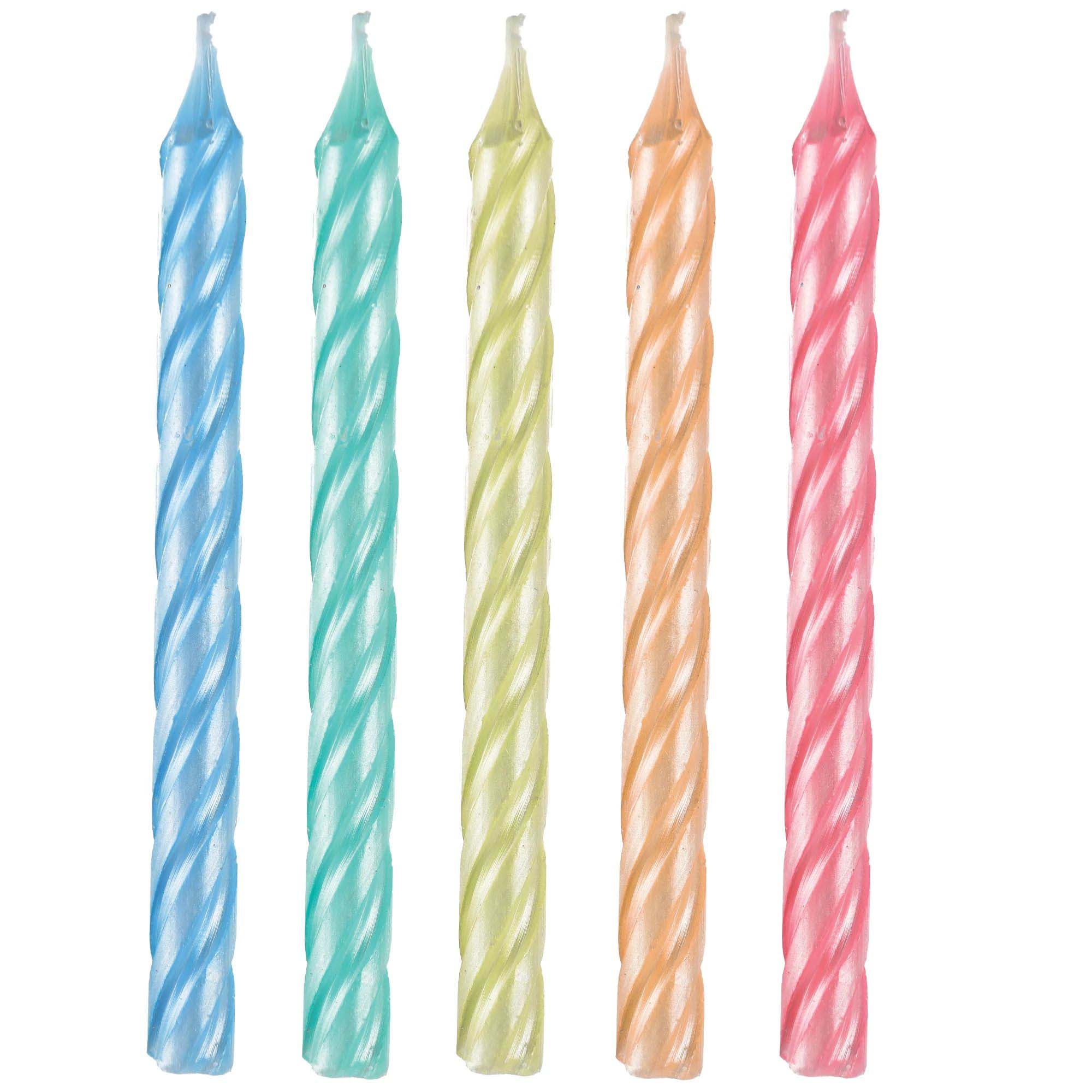 Pastel Pearlized Spiral Birthday Cake Candles - 12 Pack of 3.25 Inch Decorative Candles for Birthday Parties, Baby Showers & Wedding Celebrations