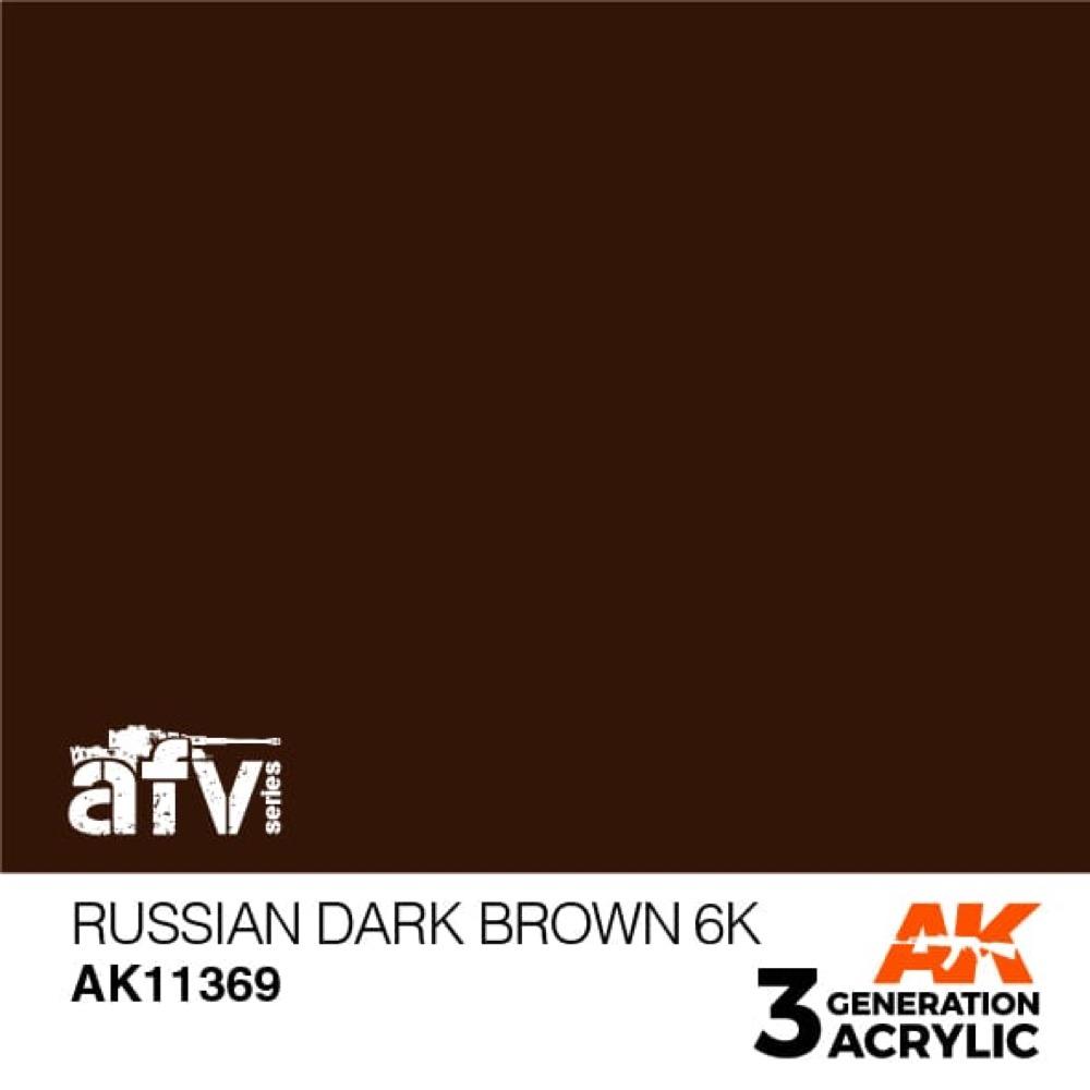 AK Interactive AK11369 AFV Series Russian Dark Brown 6K Acrylic Paint - 17ml Bottle - 3rd Generation Formula - Perfect for Model Kits, Military Vehicles & Diorama Painting