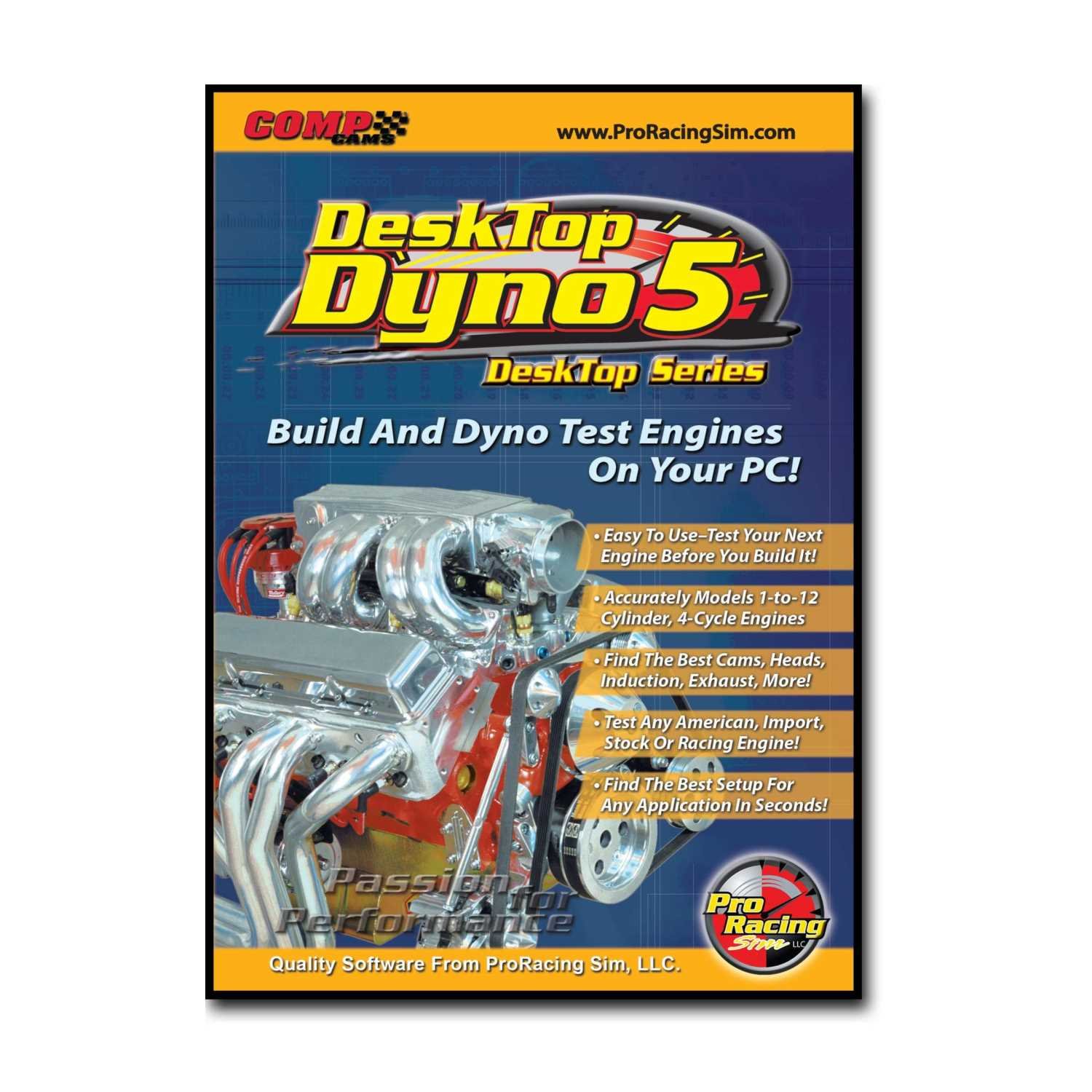 COMP Cams 186011 Pro Racing Simulator Desktop Dyno 5 Software - Real-Time Engine Performance Analysis for Racing Enthusiasts & Professional Tuners | Perfect for Home Garage Setups & Motorsport Workshops