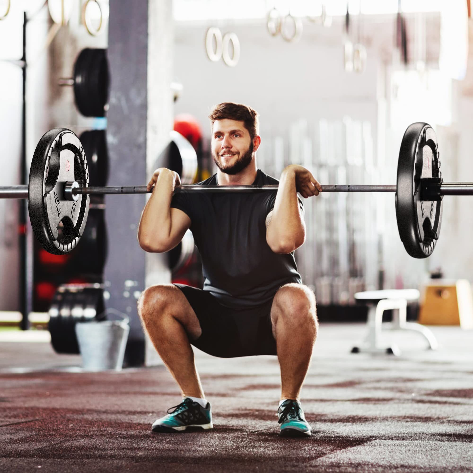 XDDIAS 2-Inch Olympic Rubber Weight Plates (10LB-45LB) - Solid Cast Iron Grip Plates for Strength Training, Weightlifting & Bodybuilding - Perfect for Home Gym & Commercial Use - Pairs or Single Options Available - Ideal for CrossFit, Powerlifting & Functional Fitness Workouts
