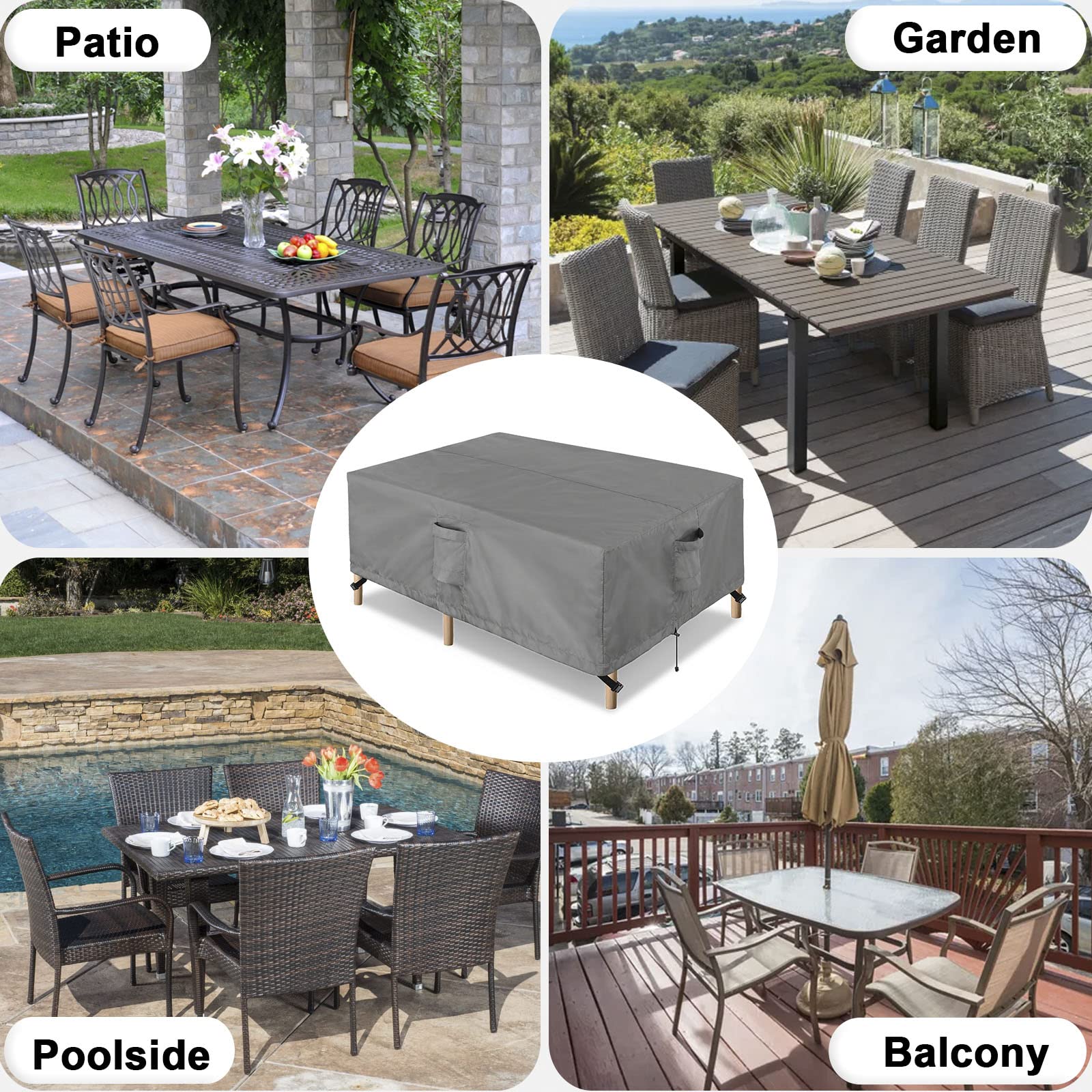 Outdoor Waterproof Patio Furniture Covers - Heavy Duty Rectangle Couch Sectional Cover for Outdoor Sofa, Deck, Lawn & Backyard (74
