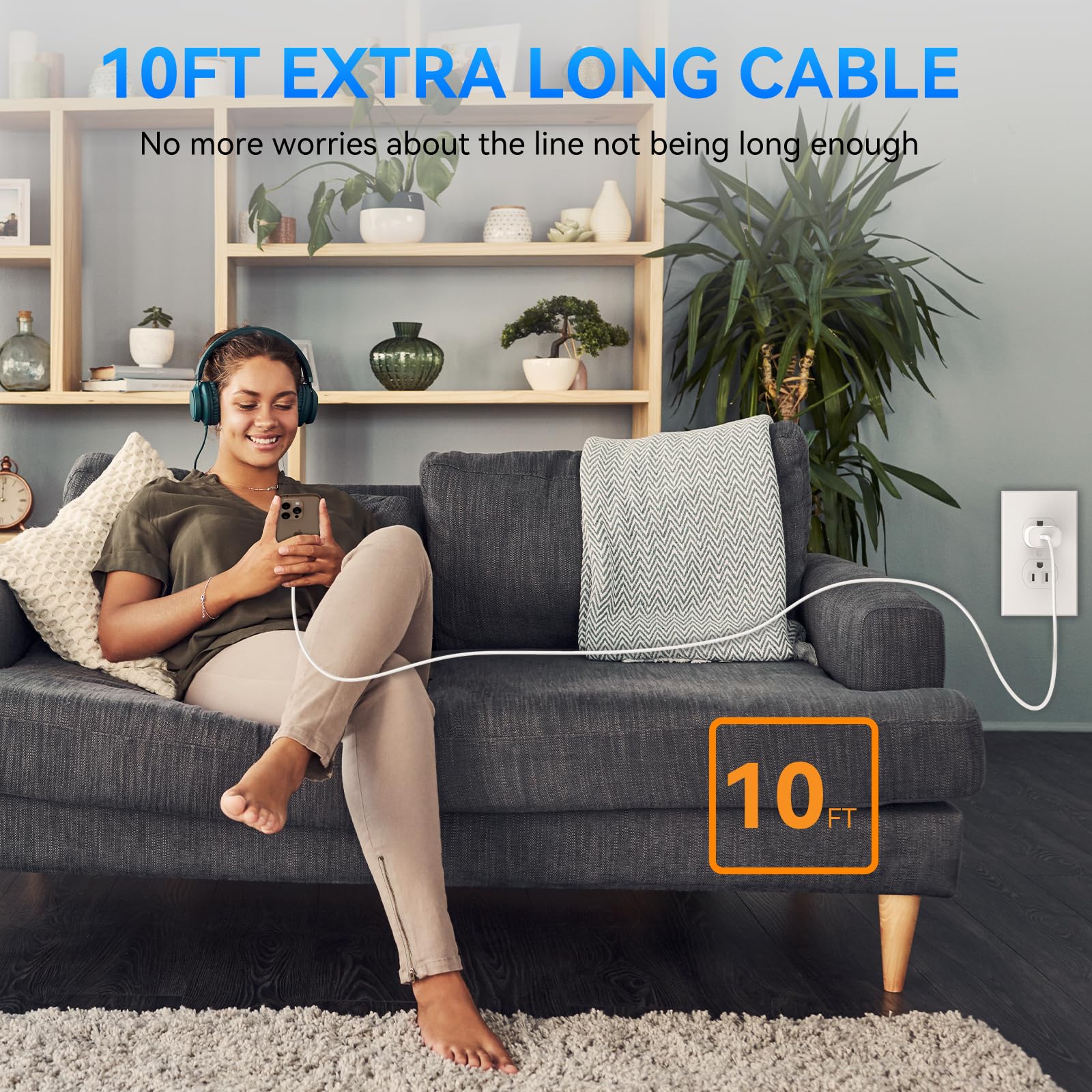 30W USB C Fast Charger for iPhone 16/15 Pro Max - 3 Pack with 6.6ft & 10ft Long Cables | Quick Charging Block Compatible with iPhone 16 Series & 15 Pro Models | Perfect for Home, Office & Travel Charging