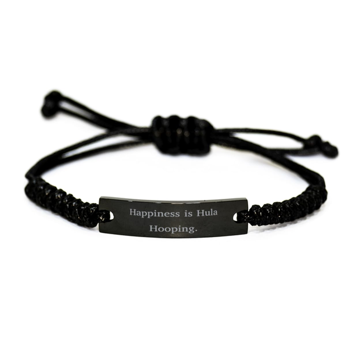 Black Rope Bracelet with Hula Hooping Engraving - Fun Gag Gift for Hula Hoop Lovers & Fitness Enthusiasts - Perfect for Workouts, Parties & Friendship Gifts