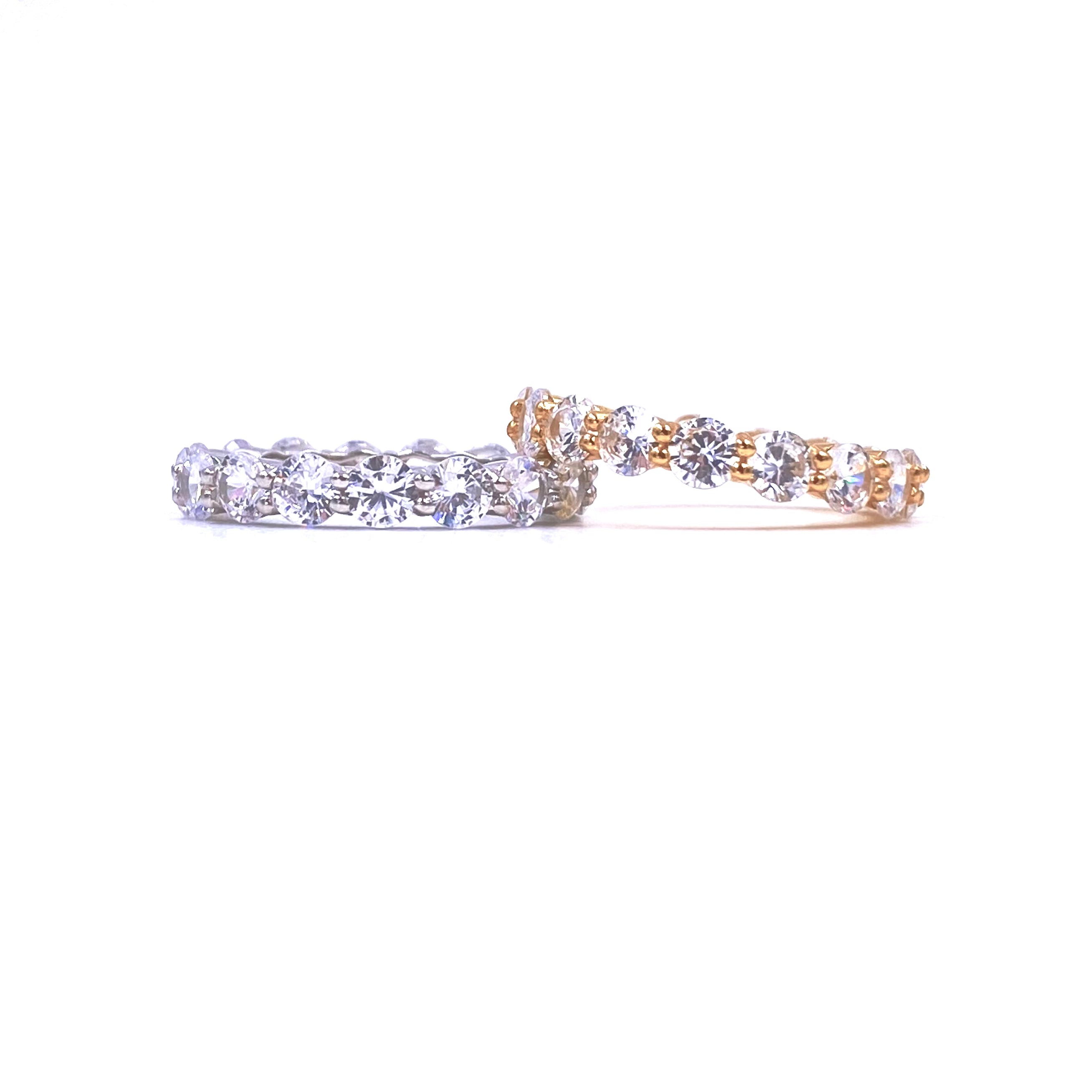 Ashley Gold Sterling Silver Prong Set Eternity Wedding Band Ring for Women - Perfect for Anniversaries, Engagements & Special Occasions