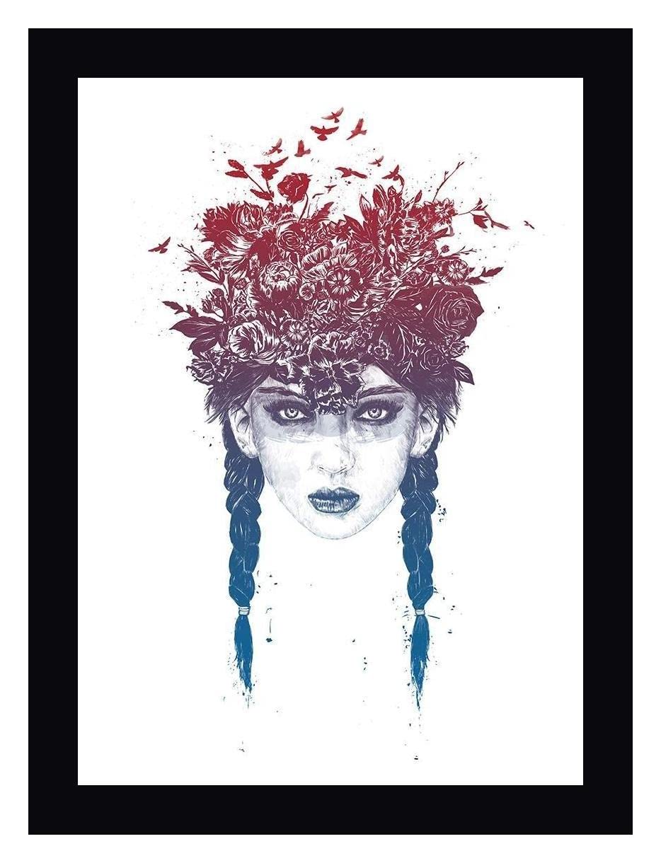 Balazs Solti Summer Queen No. 2 Framed Canvas Art Print - 15x20 Inches - Black Wood Frame - Ready to Hang - Perfect for Living Room, Bedroom & Office Wall Decor