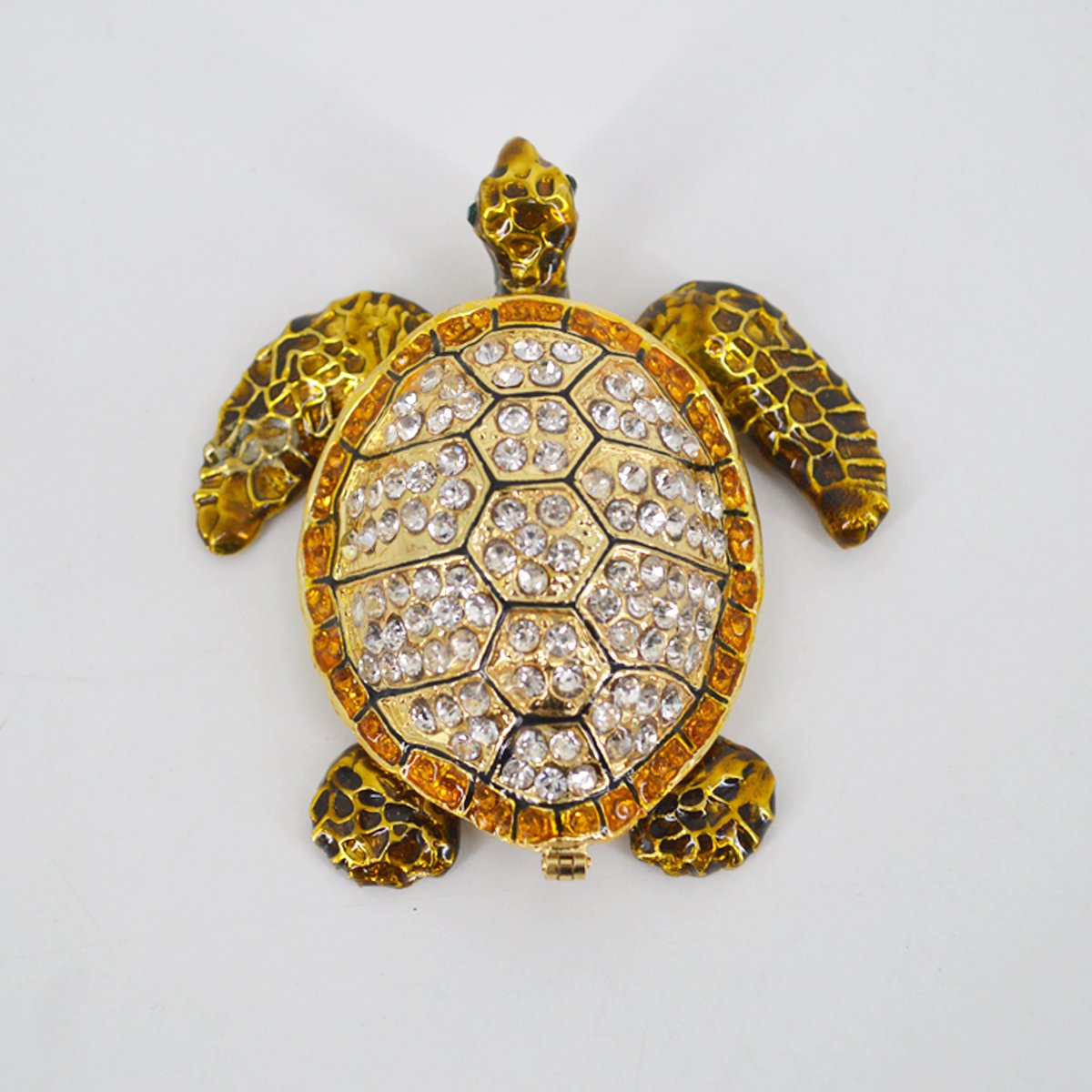 Sea Turtle Crystal Jewelry Box - Pewter Trinket Box with Gift for Home Decor