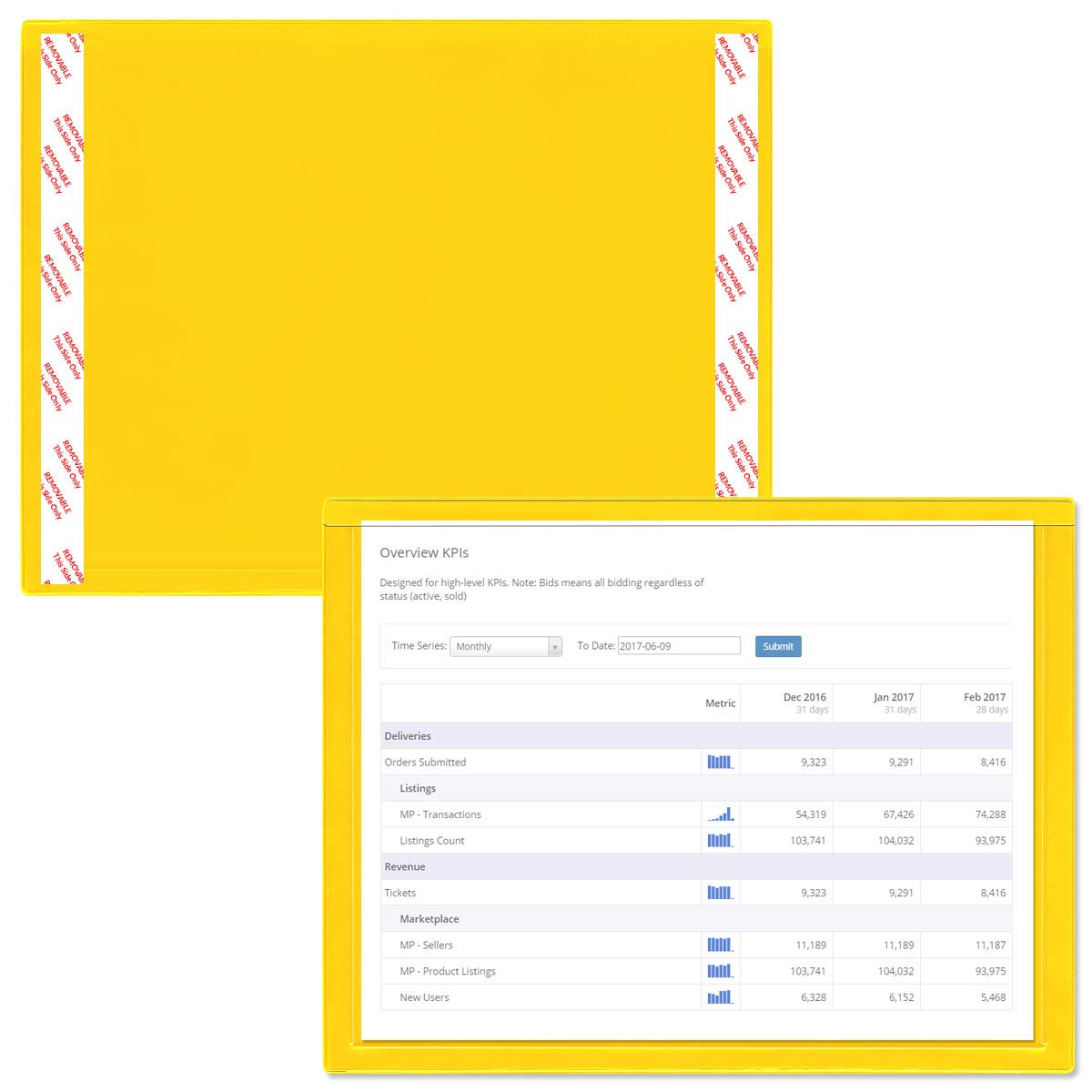 StoreSMART Yellow Peel & Stick Reusable Window Frame Document Holder - 8.5 x 11 Inch Sheet Protector - 25-Pack for Office, School, Home Organization (R282PQY-PSR-25)