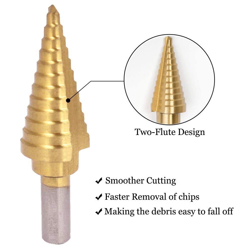 Saiper Titanium Step Drill Bit Set - 3/16